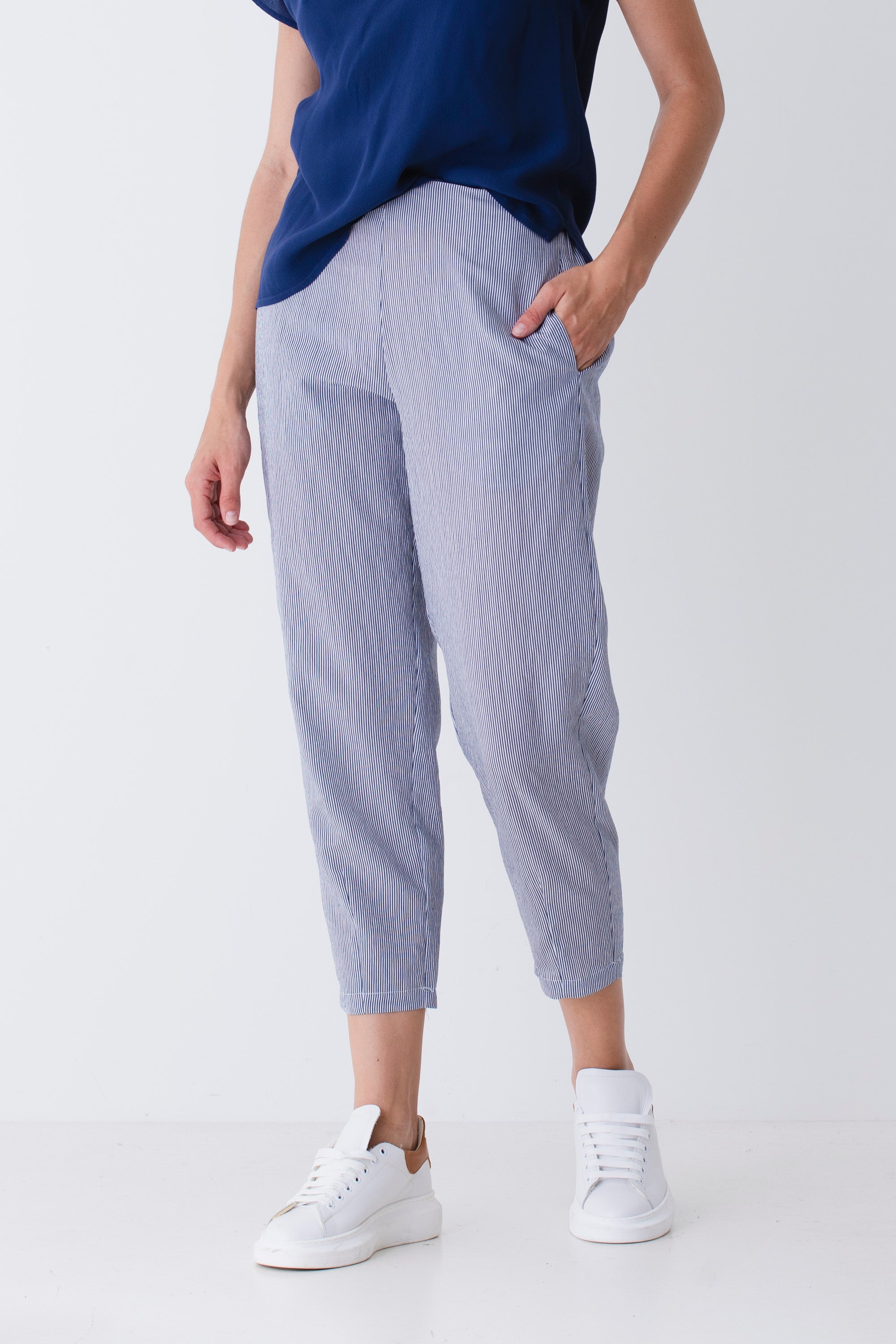 Pantalone dritto in viscosa a righe - PE25