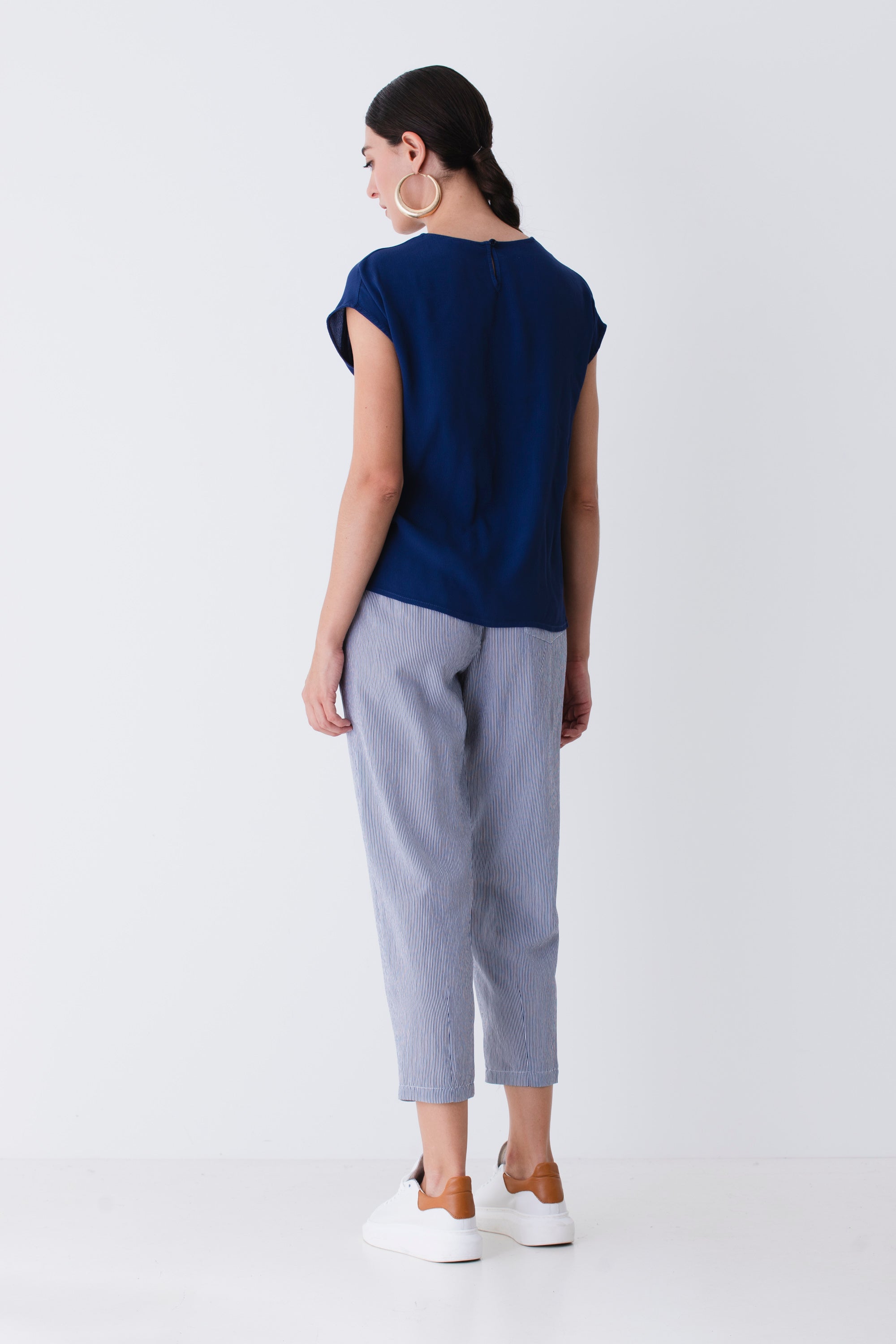 Pantalone dritto in viscosa a righe - PE25