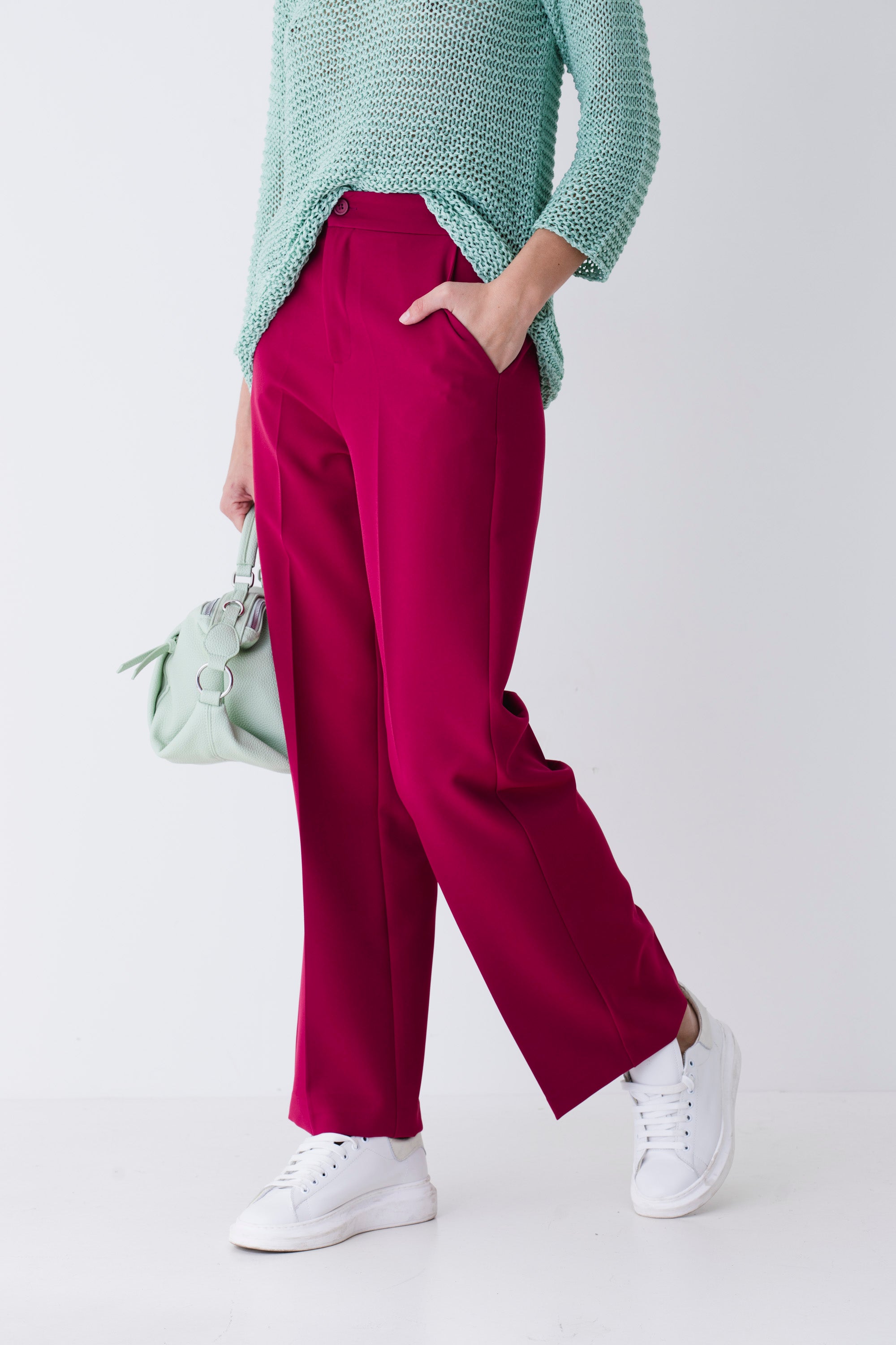 Pantalone a palazzo in tessuto tecnico elasticizzato - PE25
