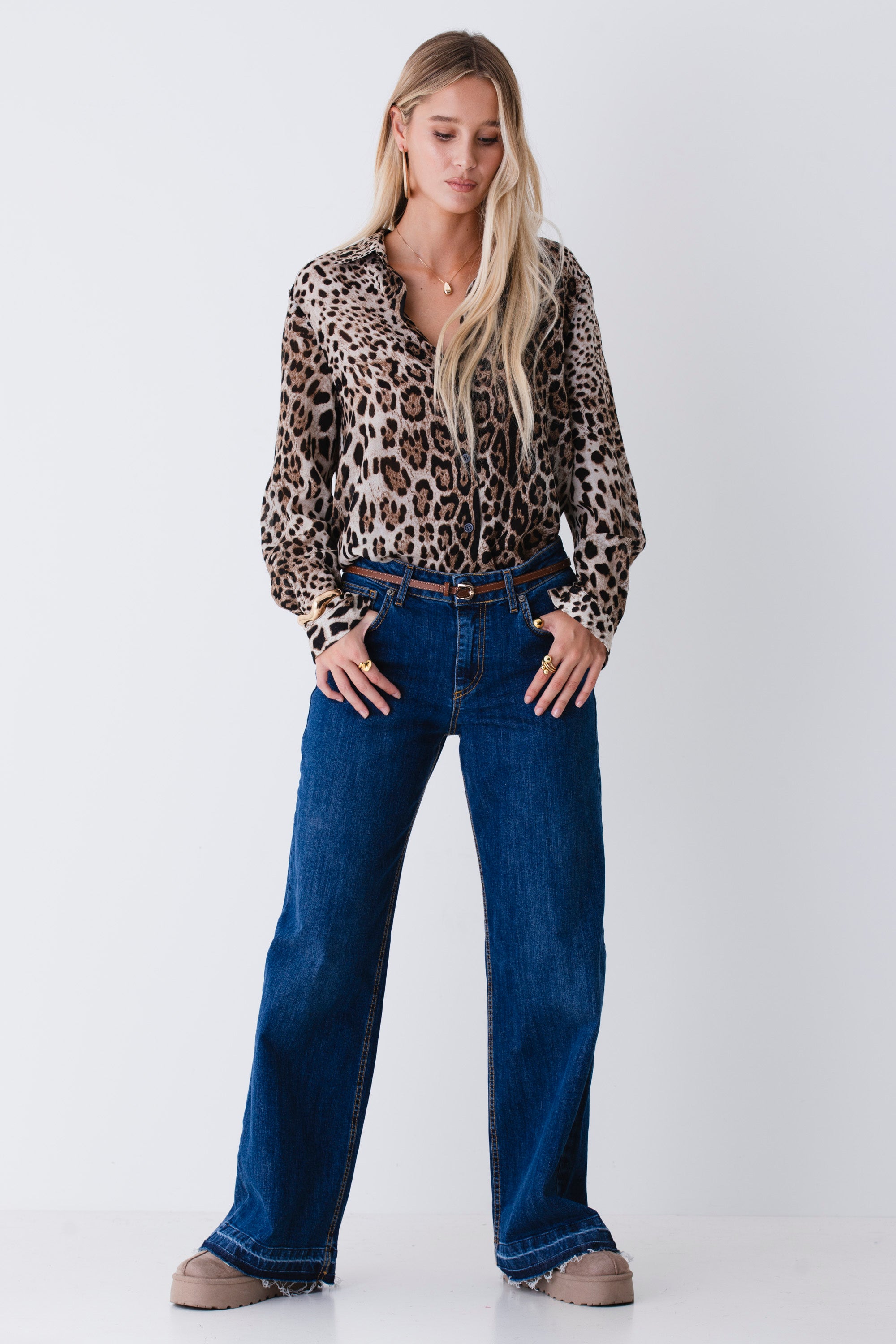 Jeans wide leg con orlo sfrangiato - FW26