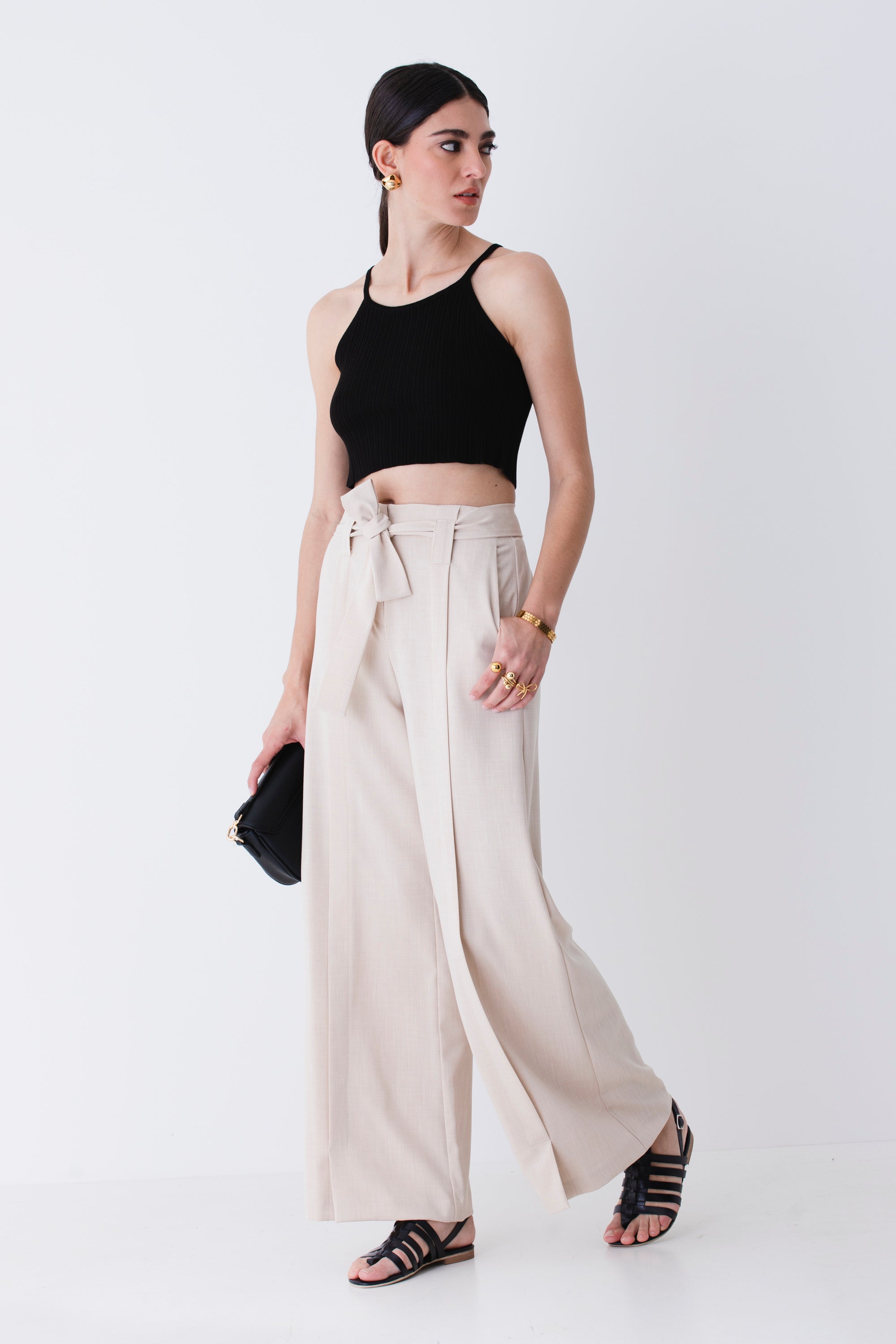 Pantalone palazzo con fusciacca in grisaglia - PE25