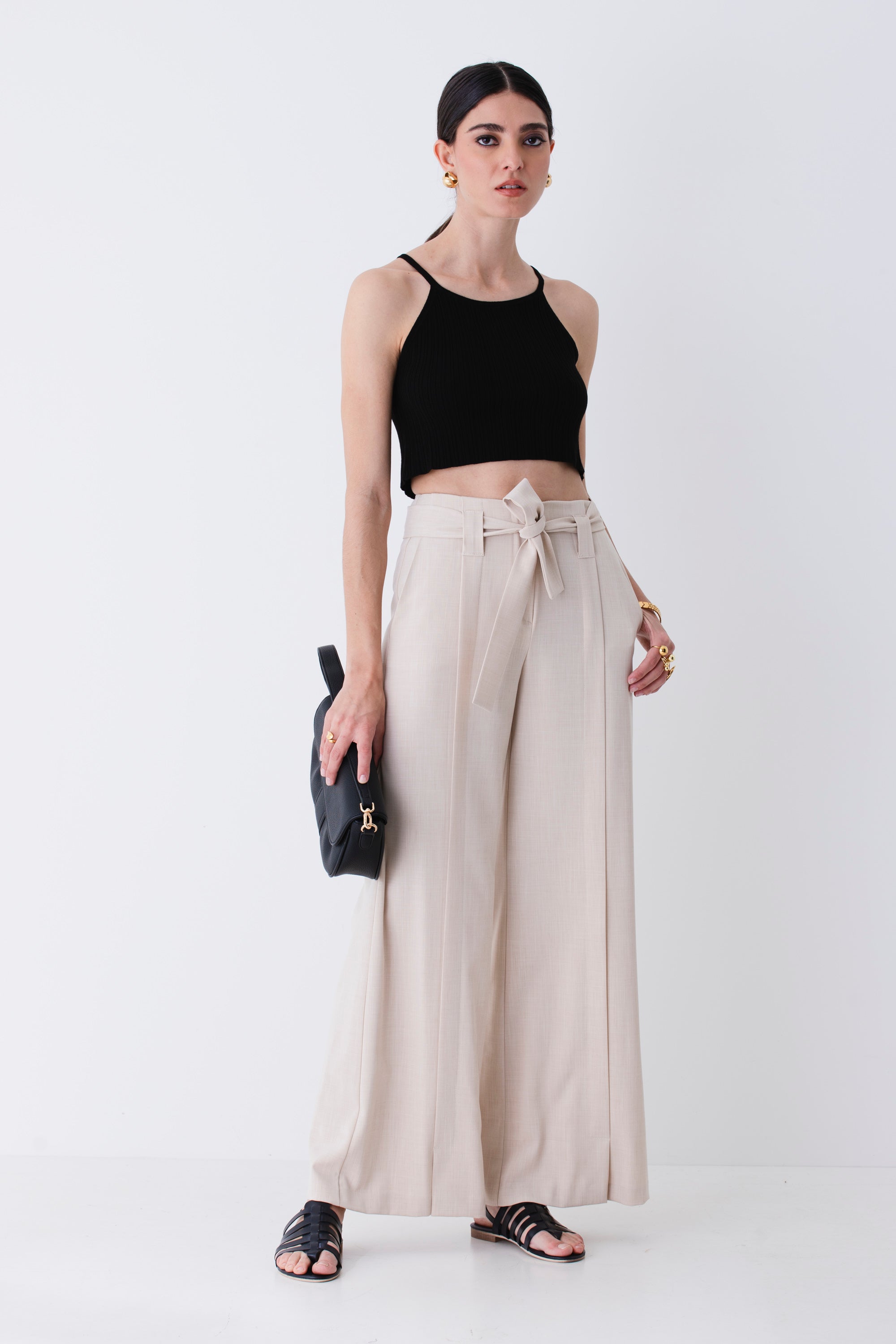 Pantalone palazzo con fusciacca in grisaglia - PE25