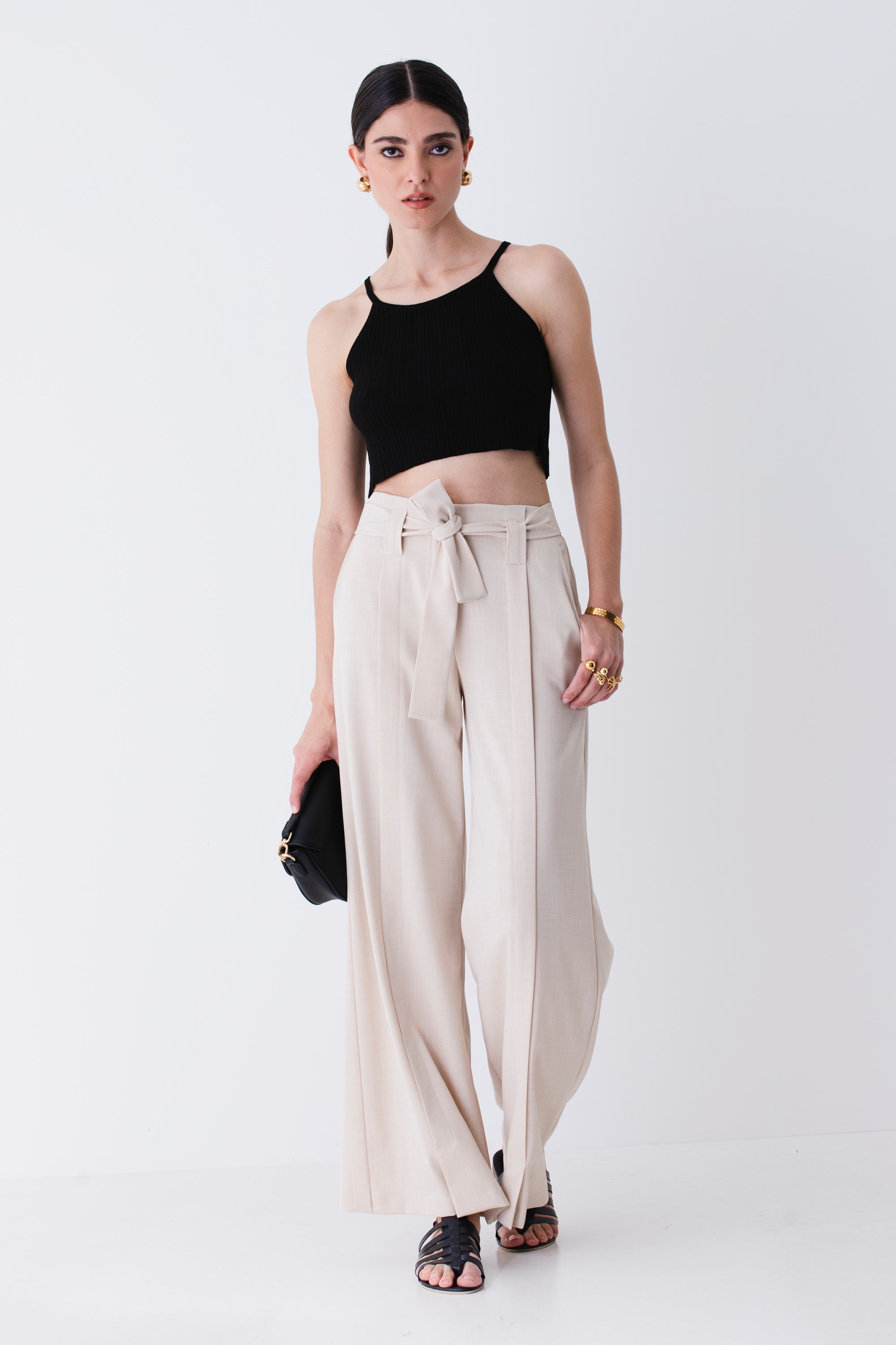Pantalone palazzo con fusciacca in grisaglia - PE25
