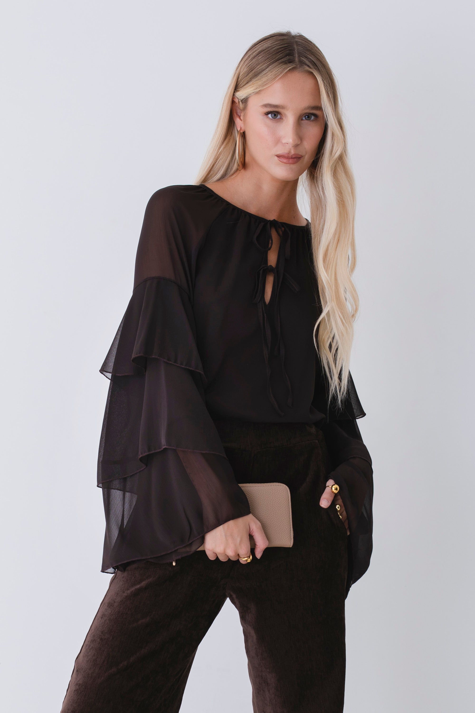 Blusa con balze in georgette - FW26