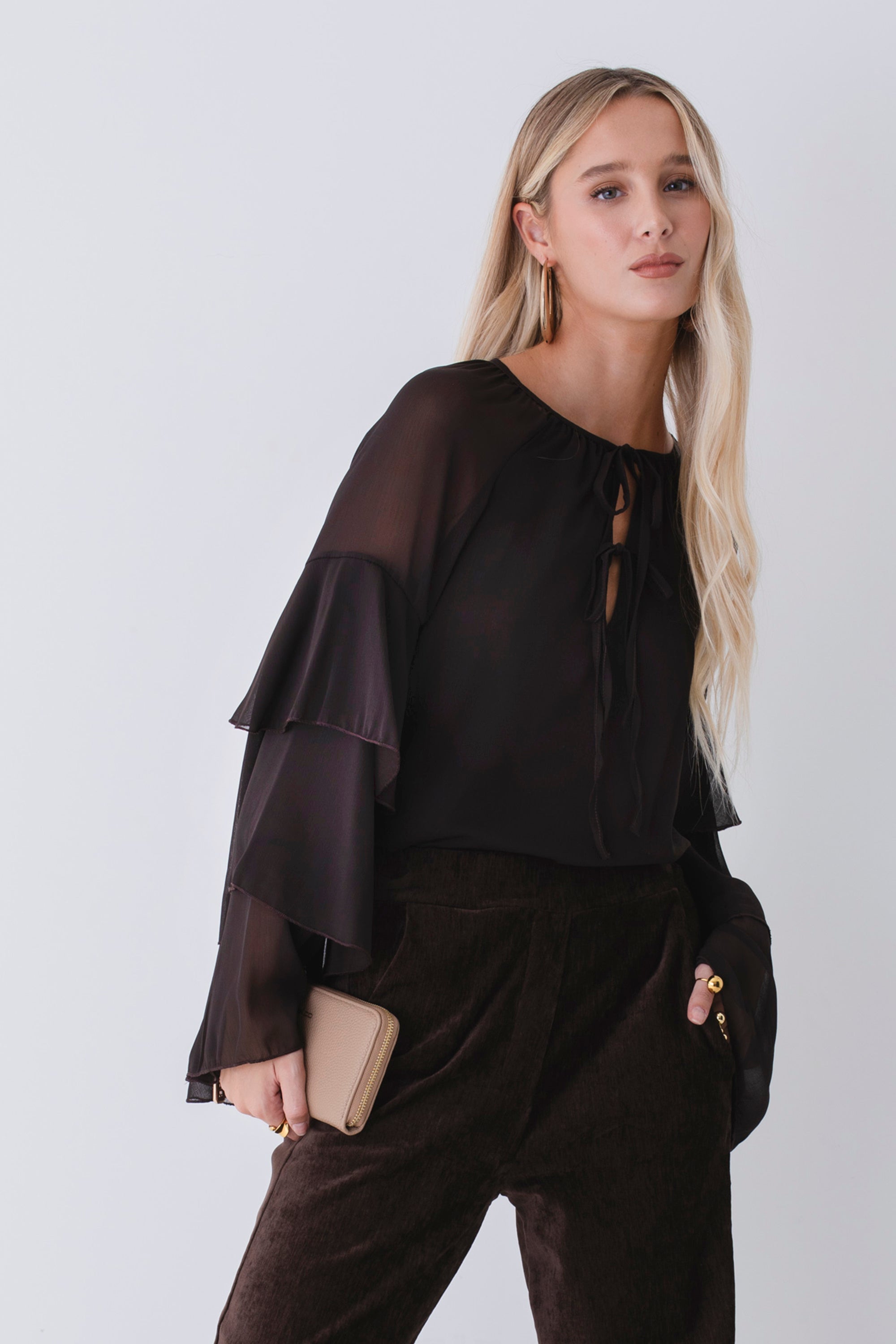 Blusa con balze in georgette - FW26