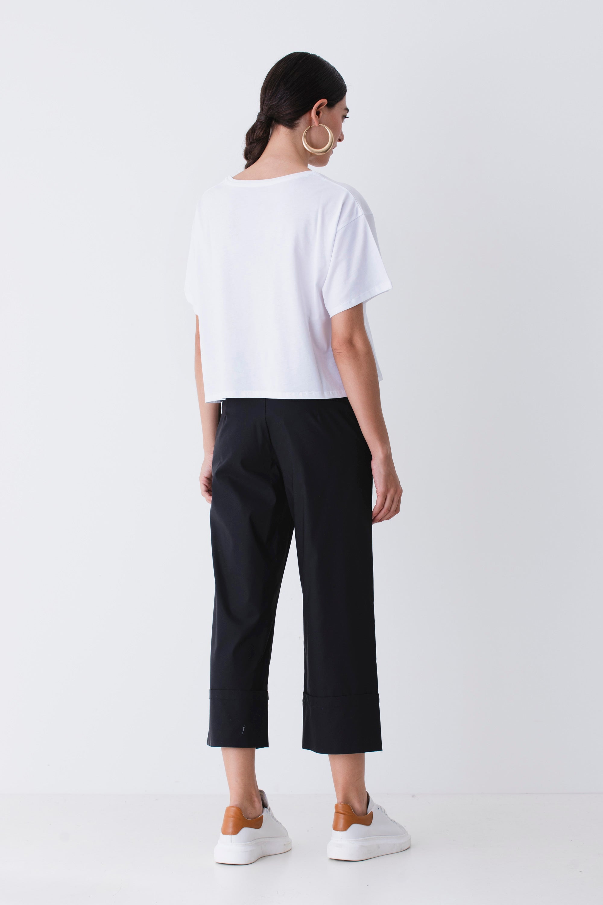 Pantalone gaucho con risvolto in cotone elasticizzato - PE25