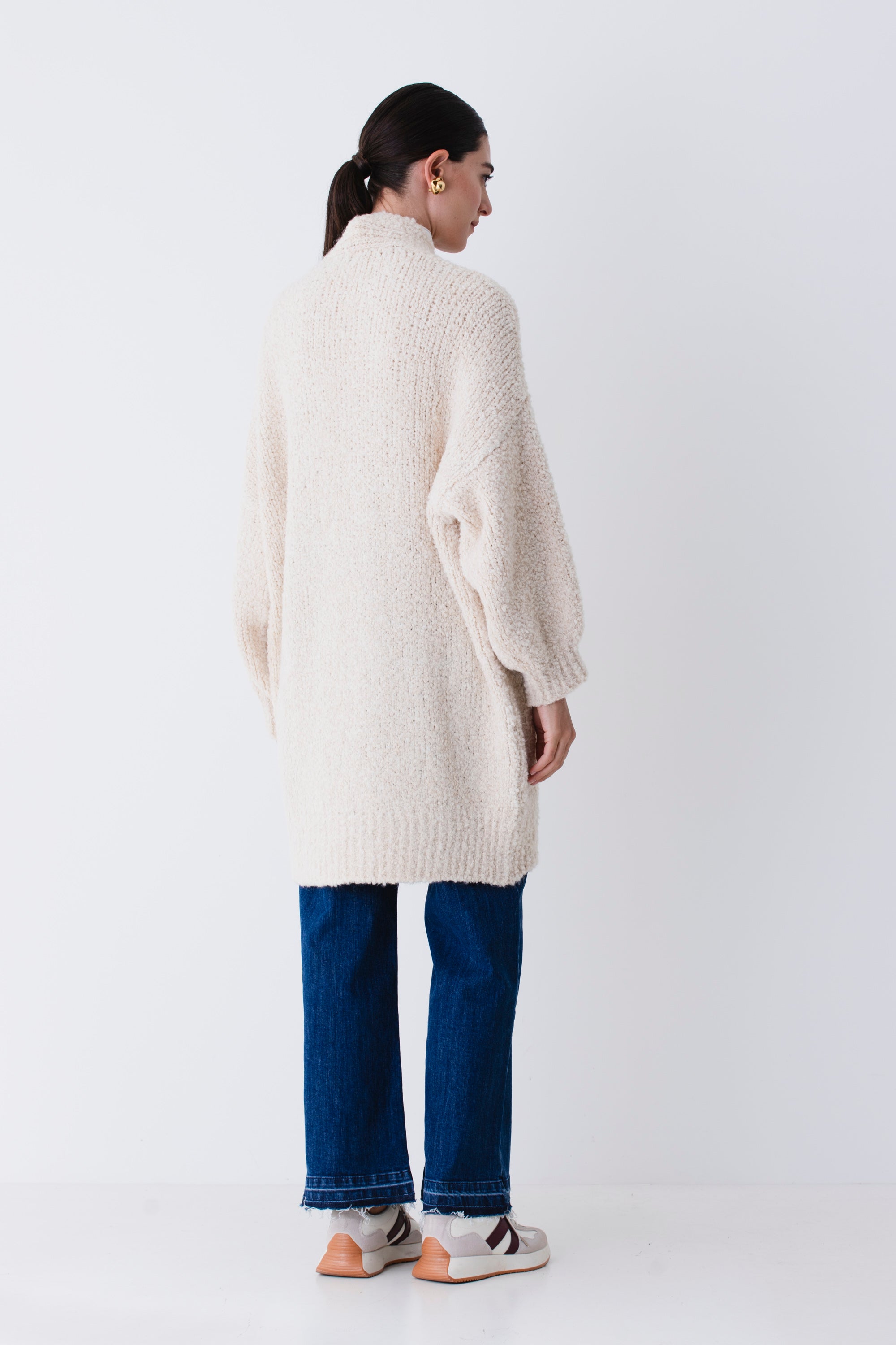 Cardigan lungo in misto lana boucle - FW26