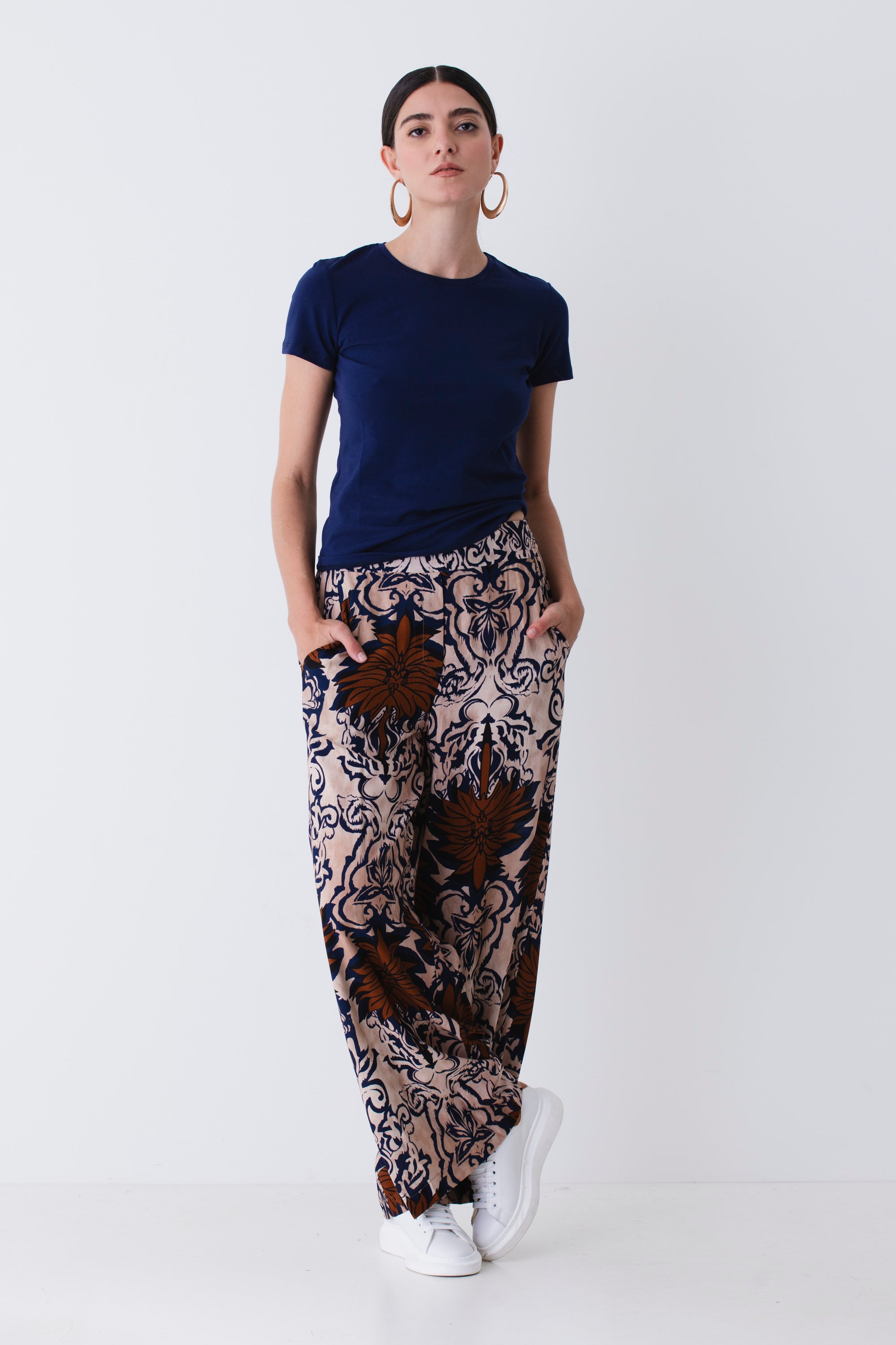 Pantalone palazzo fantasia etnica in viscosa - PE25