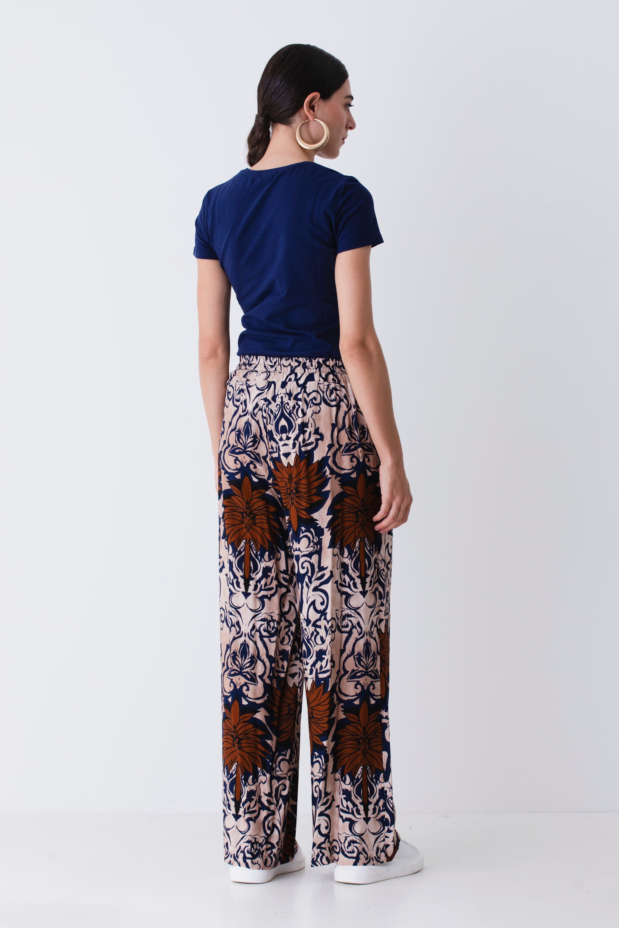 Pantalone palazzo fantasia etnica in viscosa - PE25