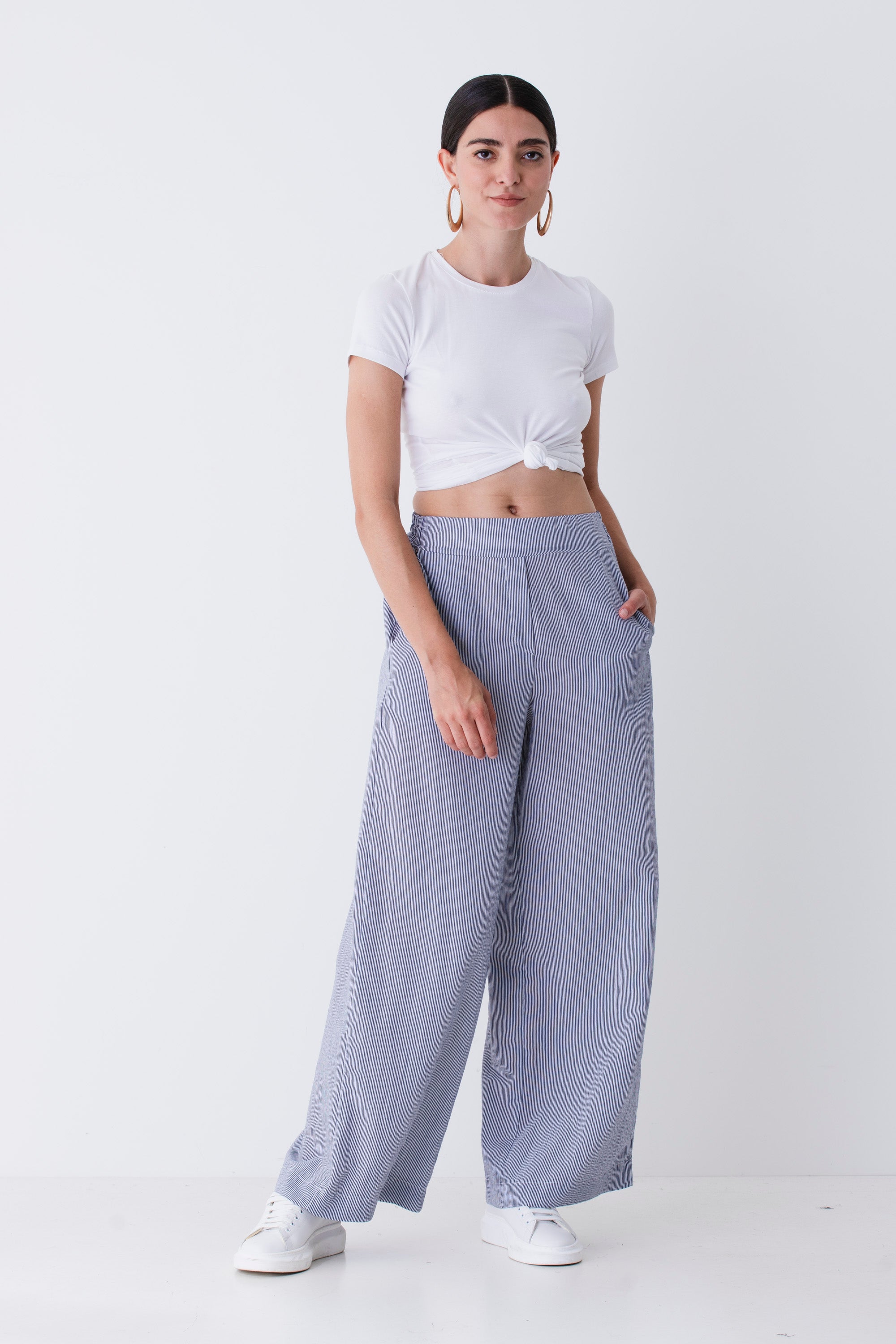 Pantalone palazzo in viscosa a righe - PE25