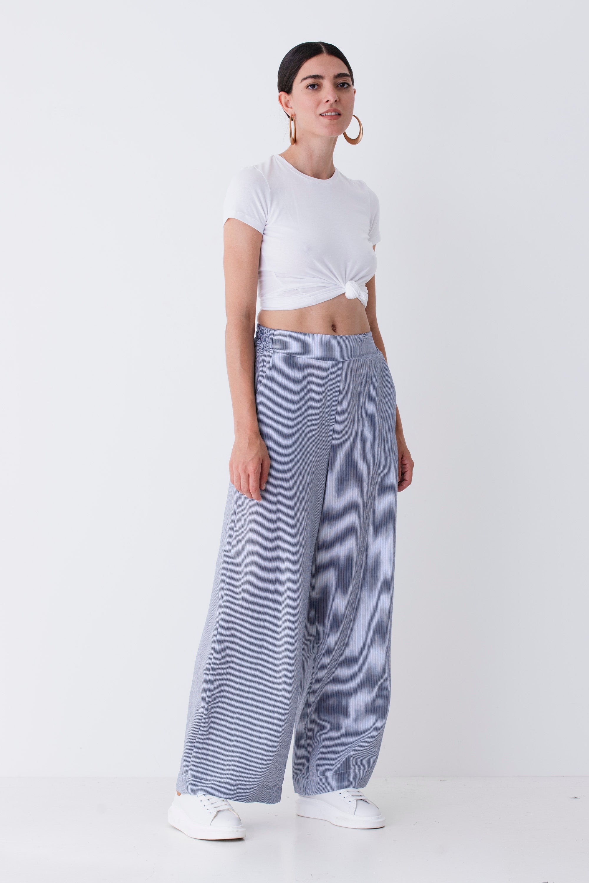 Pantalone palazzo in viscosa a righe - PE25