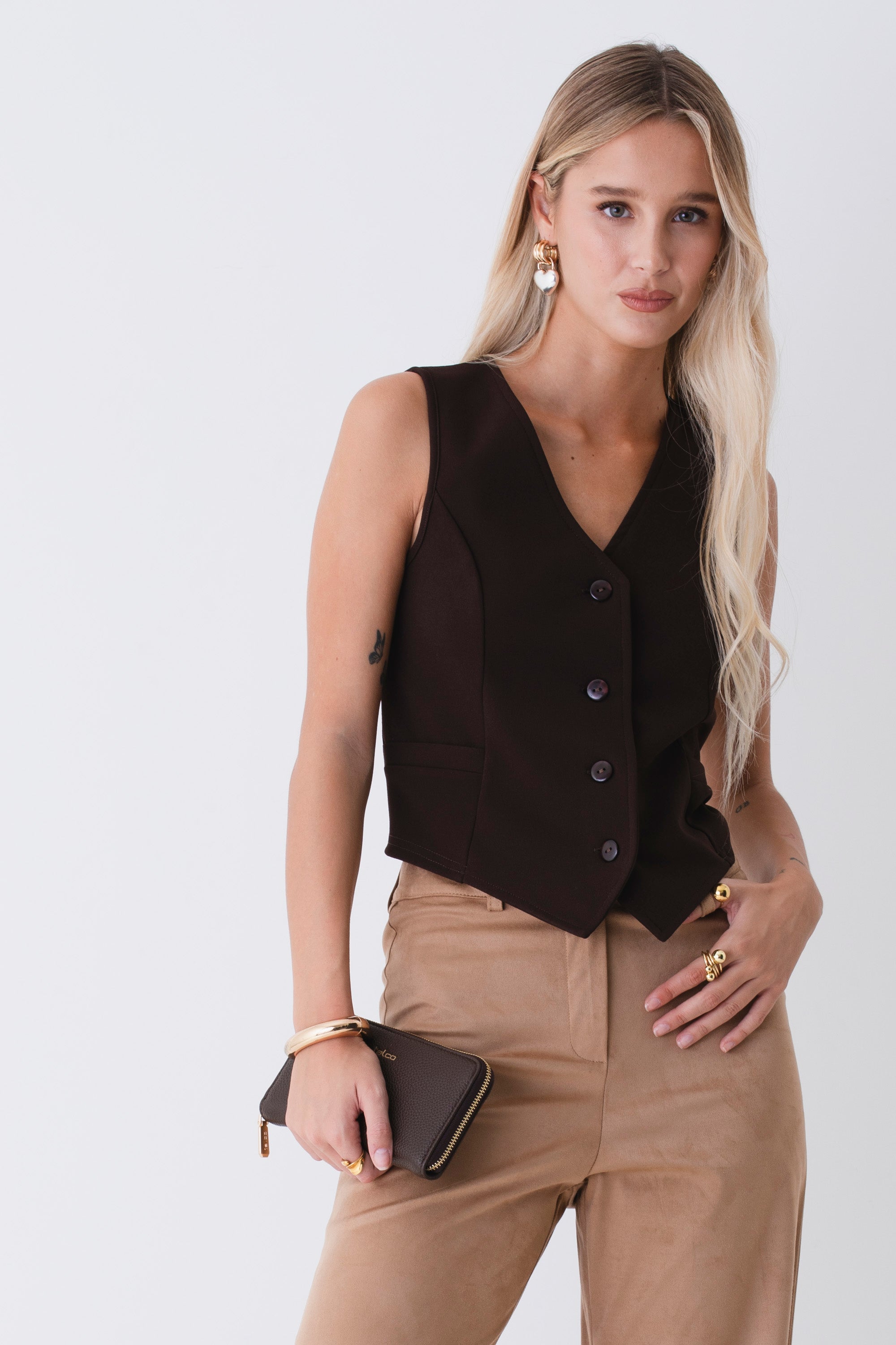 Gilet ad un petto in scuba crepe - FW26