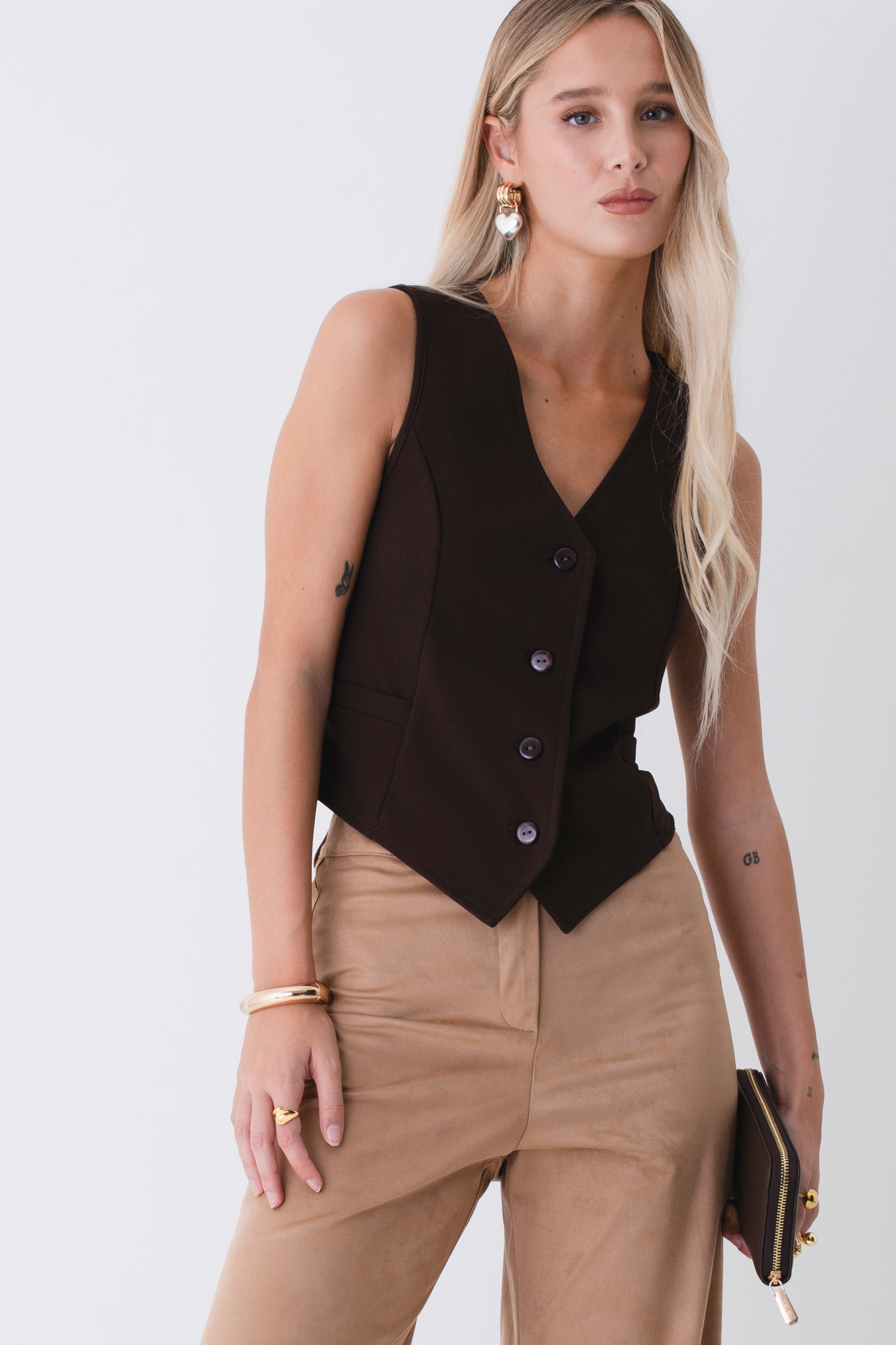 Gilet ad un petto in scuba crepe - FW26