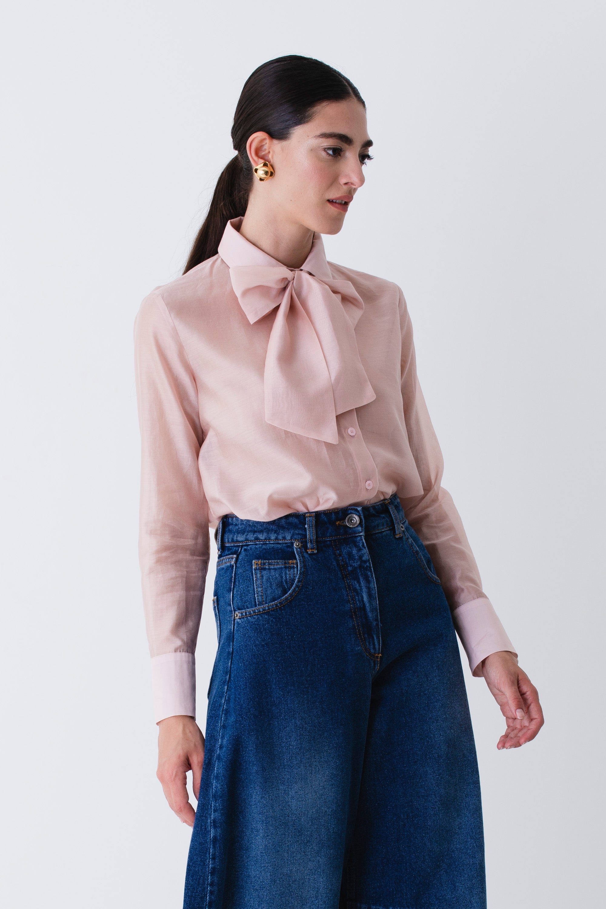 Camicia con fiocco in organza - FW26
