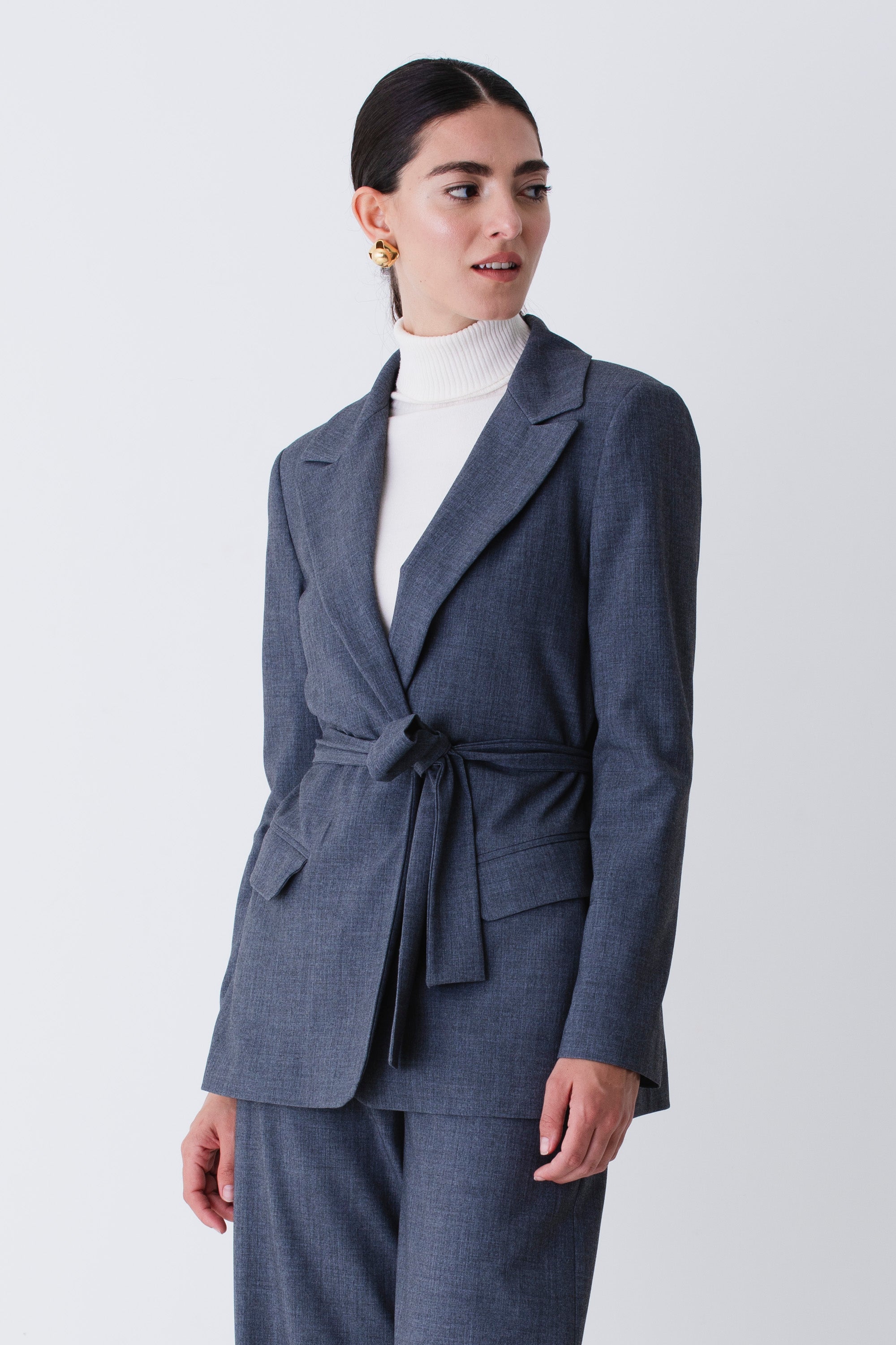 Blazer con cintura in grisaglia - FW26