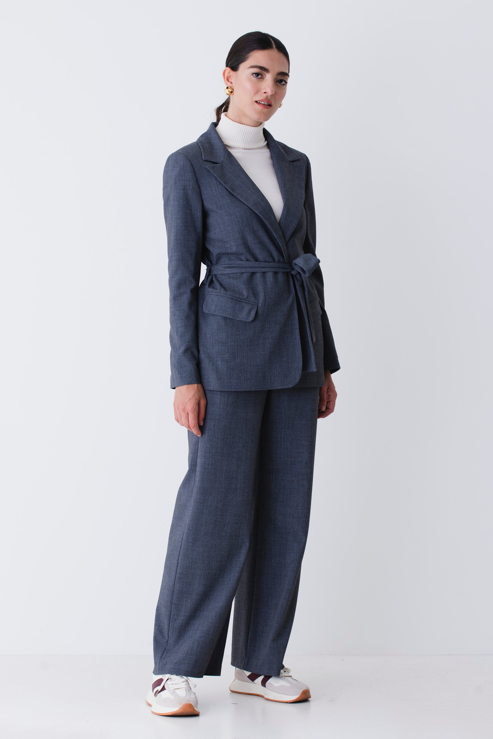Blazer con cintura in grisaglia - FW26