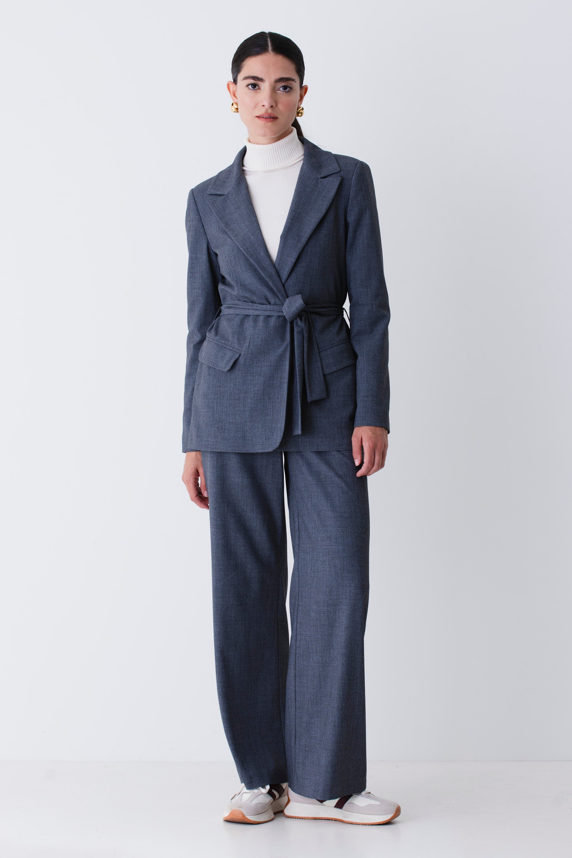 Blazer con cintura in grisaglia - FW26