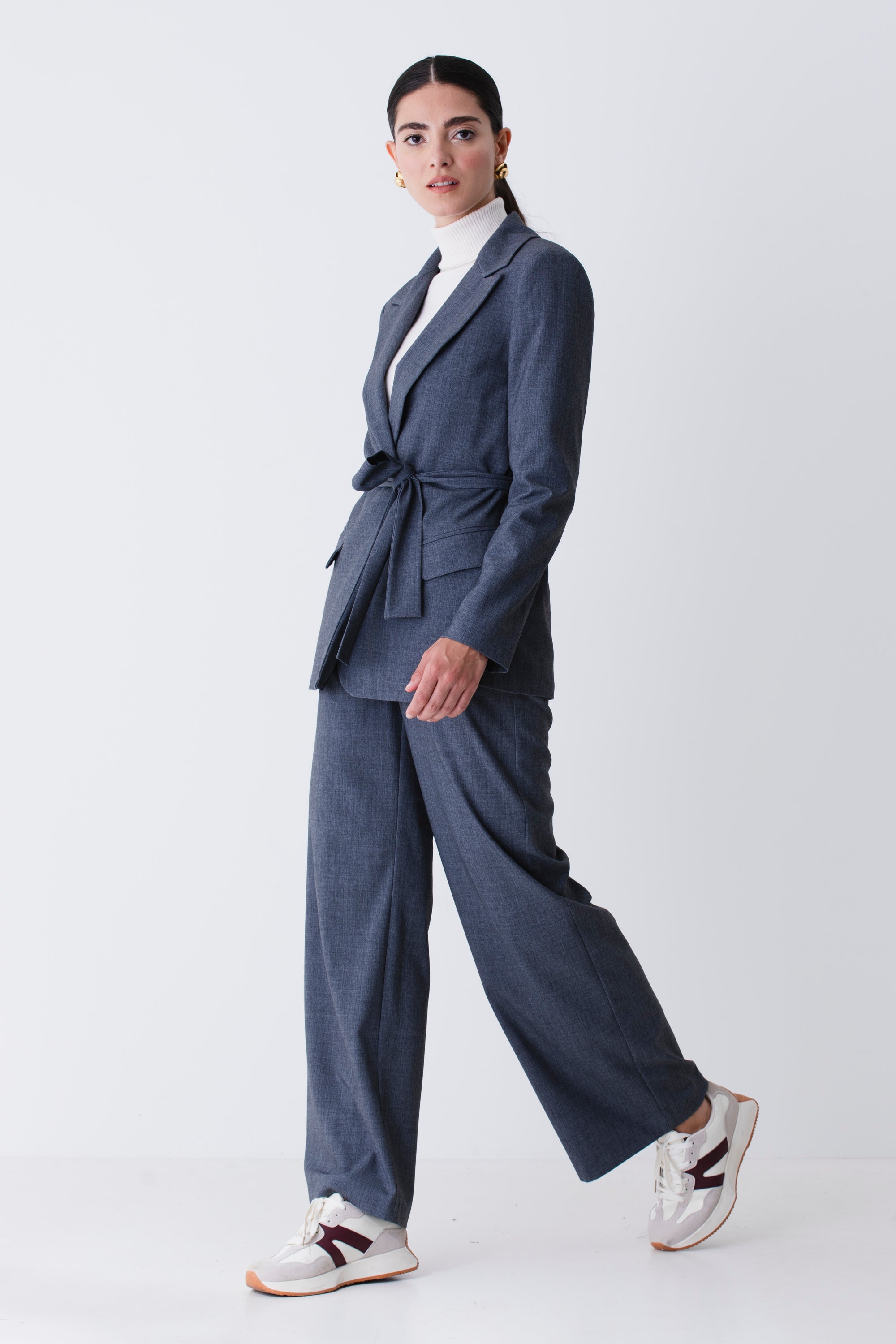 Blazer con cintura in grisaglia - FW26