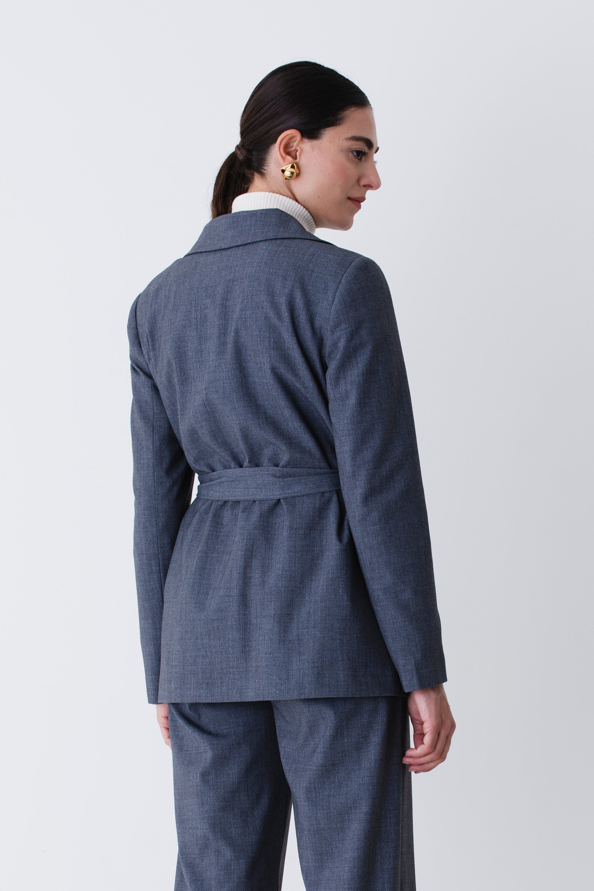 Blazer con cintura in grisaglia - FW26