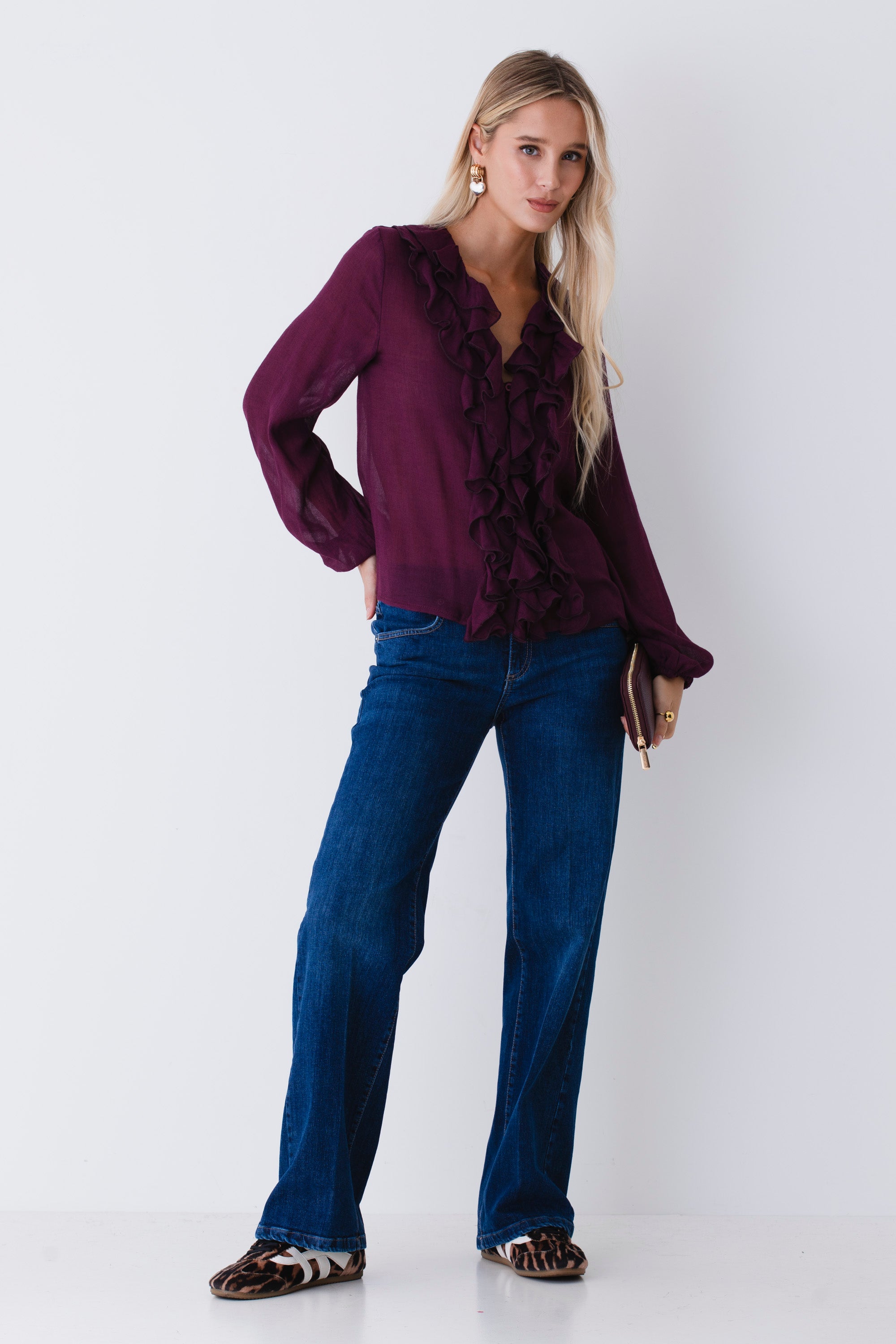 Camicia con rouches in garza di lana - FW26