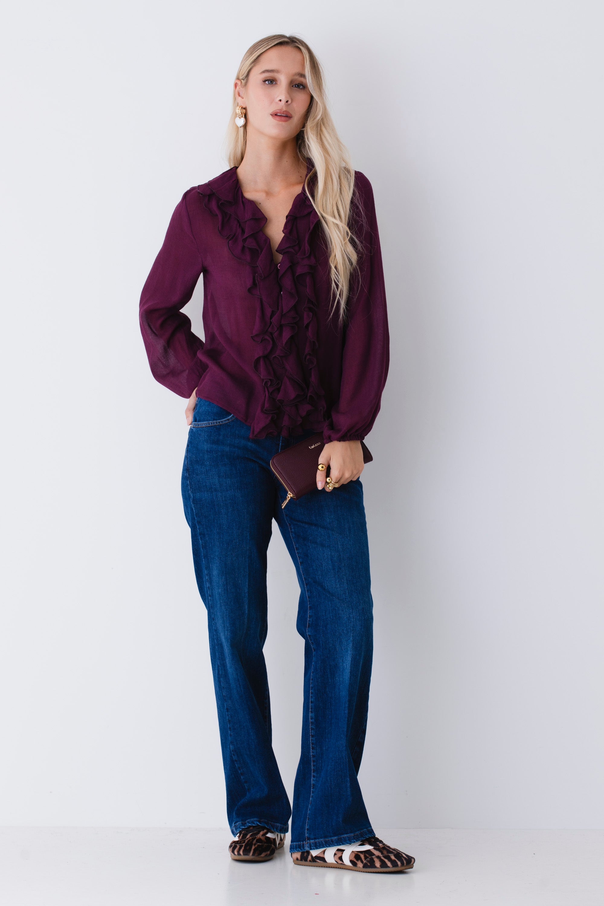 Camicia con rouches in garza di lana - FW26