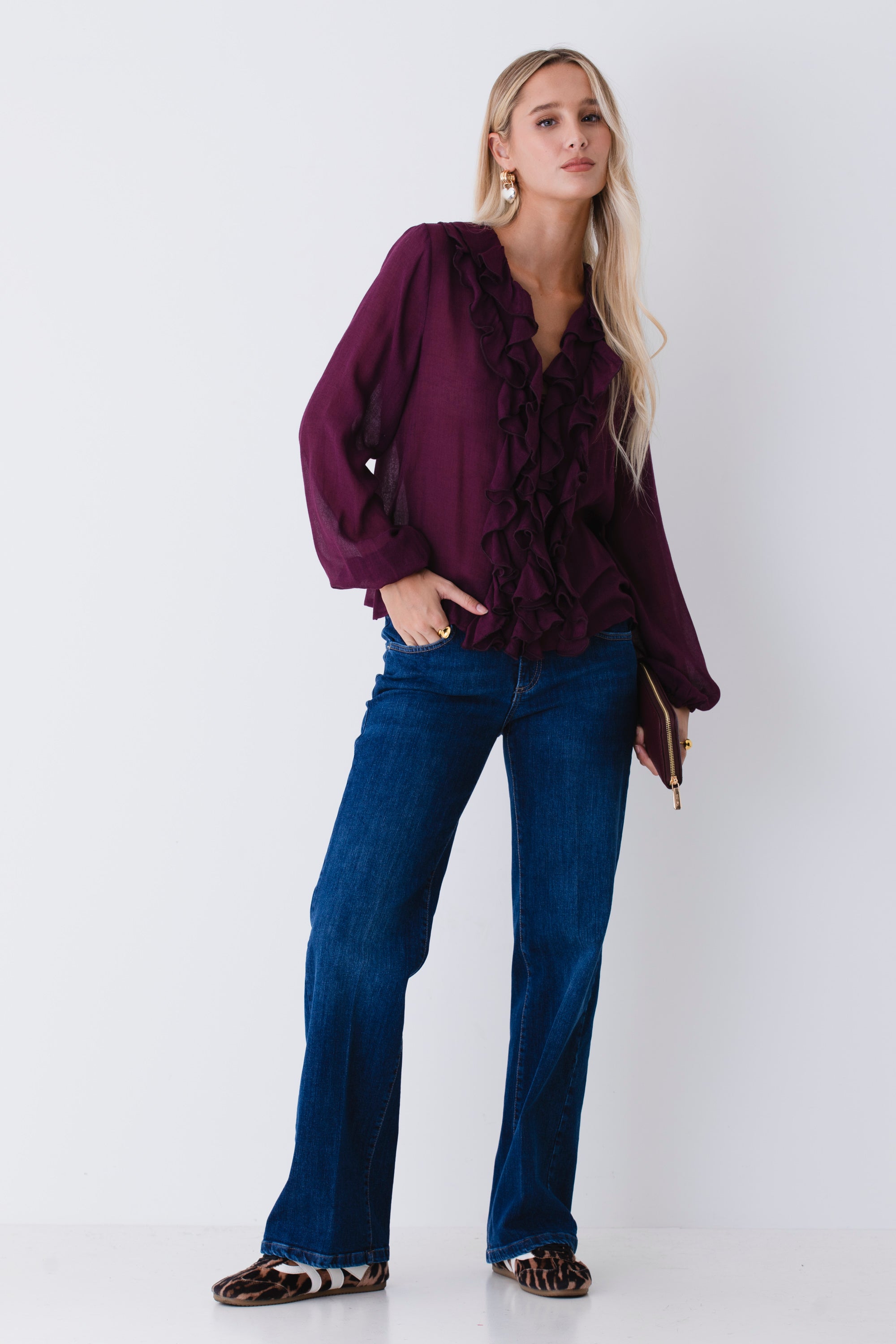 Camicia con rouches in garza di lana - FW26
