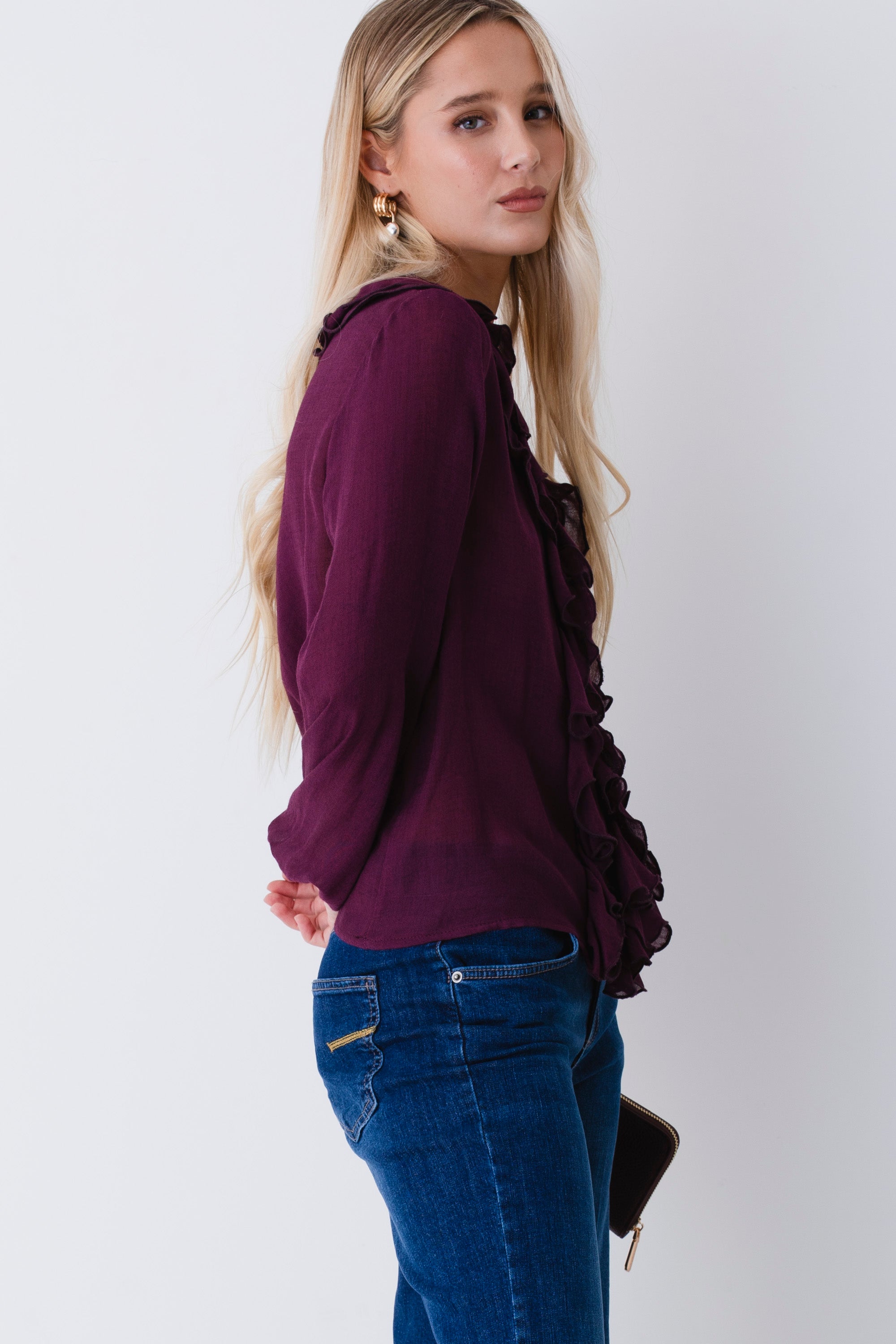 Camicia con rouches in garza di lana - FW26