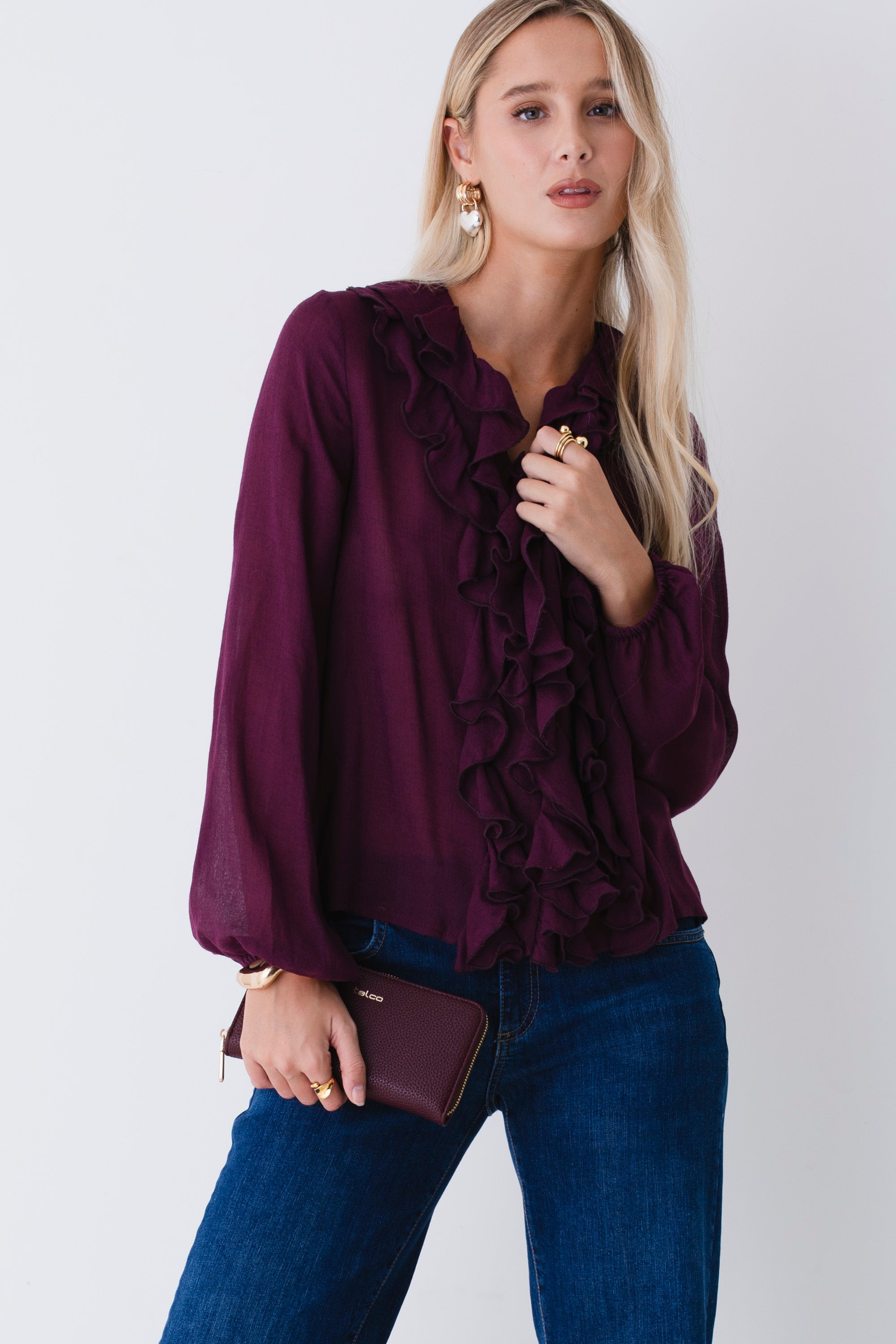 Camicia con rouches in garza di lana - FW26