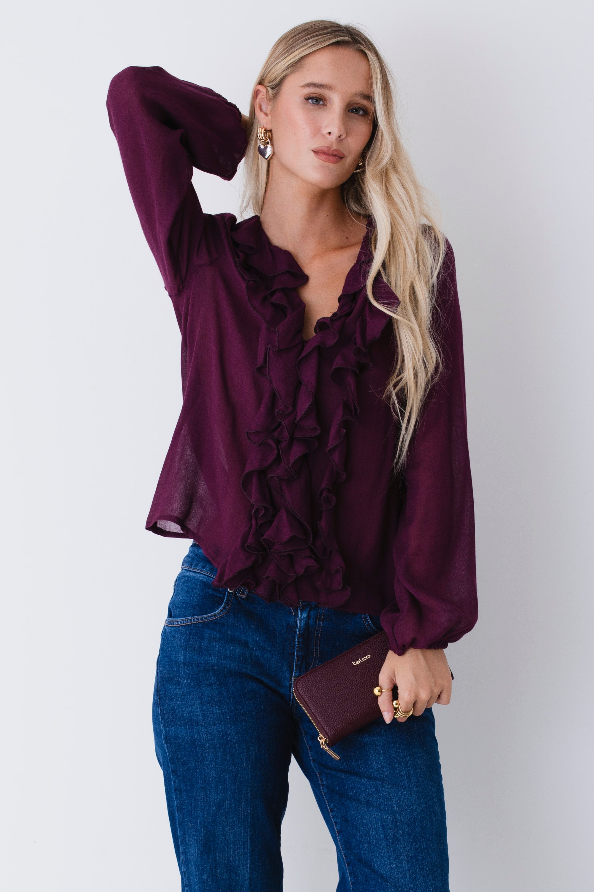 Camicia con rouches in garza di lana - FW26