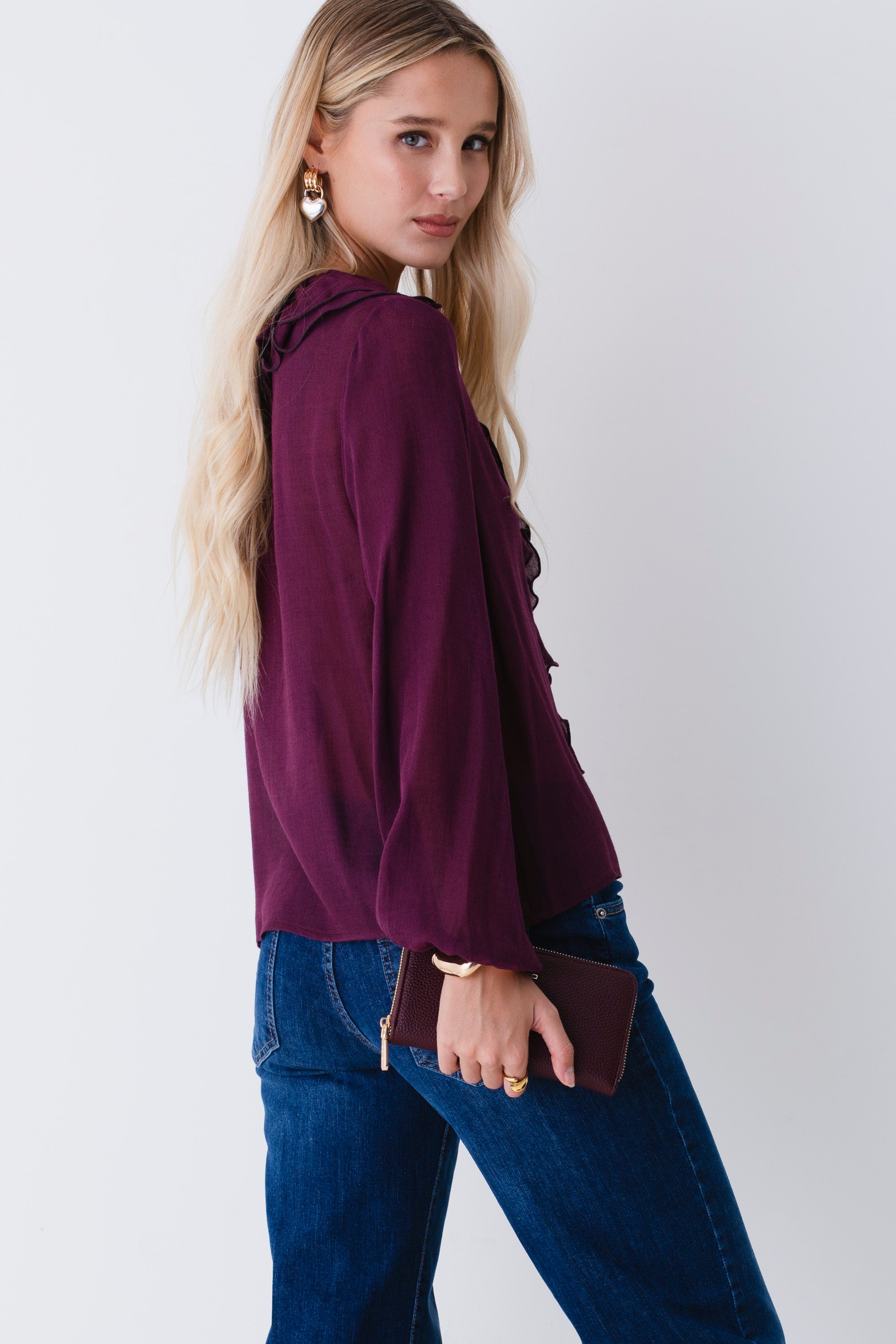 Camicia con rouches in garza di lana - FW26