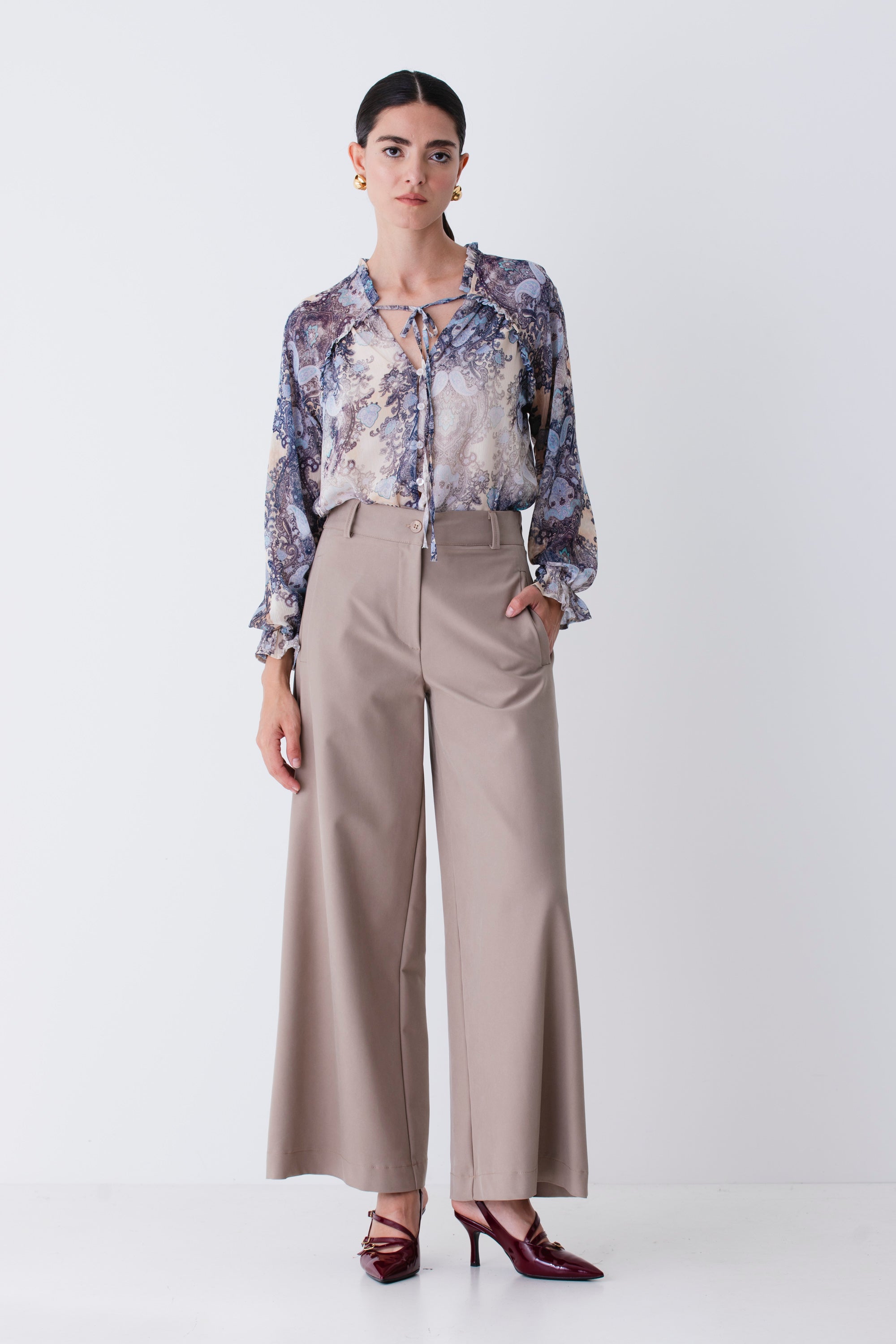 Camicia in georgette fantasia cachemire - FW26
