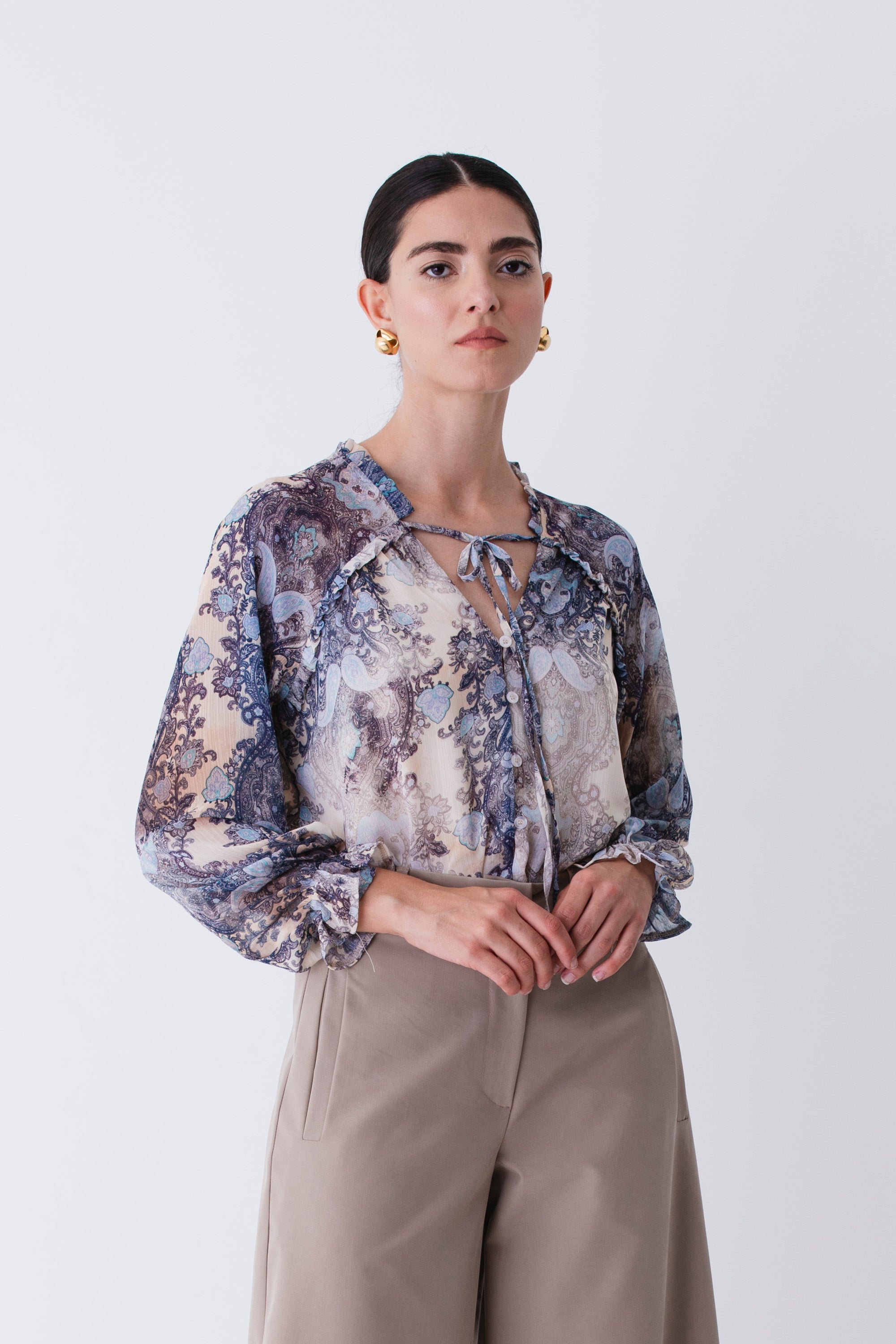 Camicia in georgette fantasia cachemire - FW26