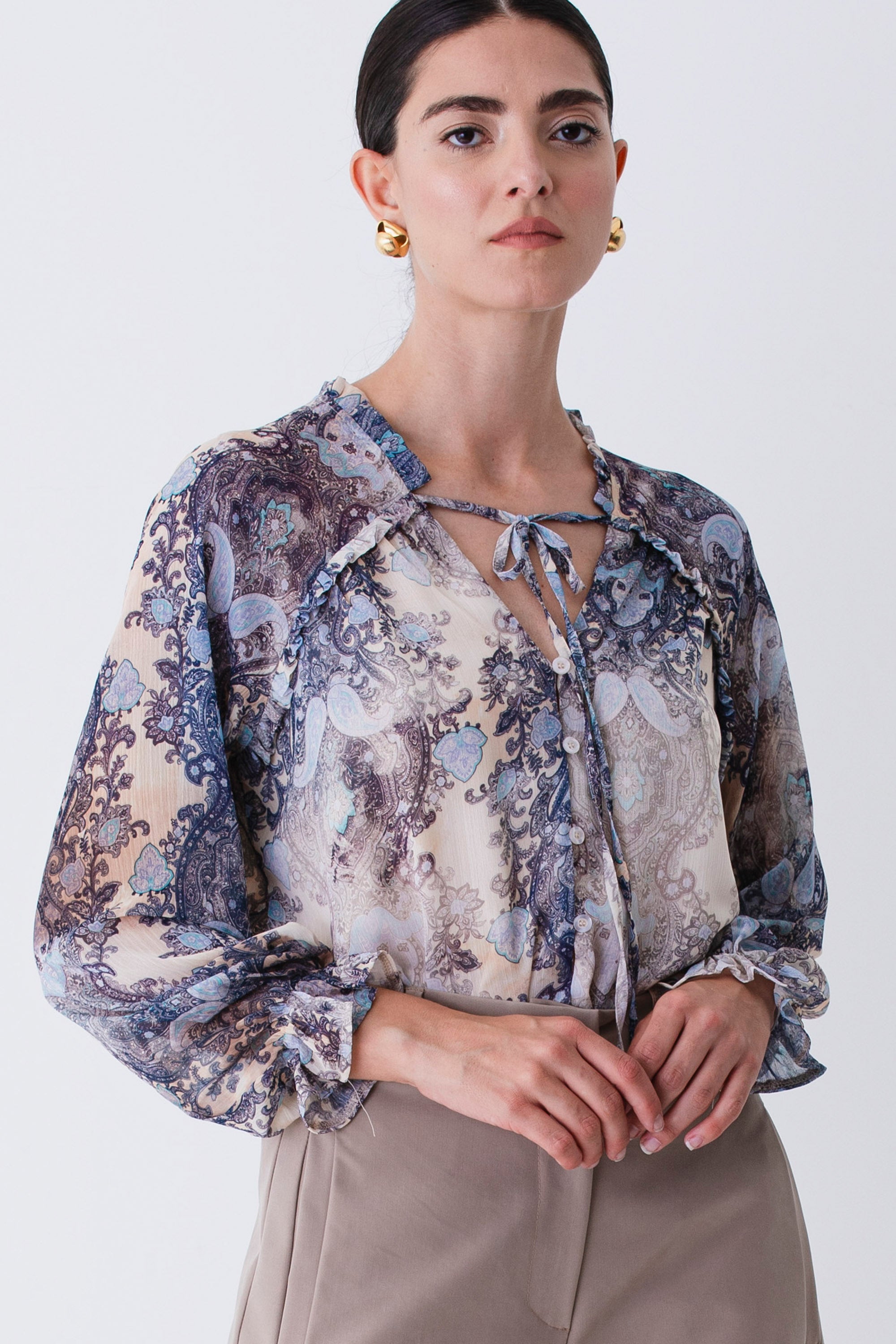 Camicia in georgette fantasia cachemire - FW26