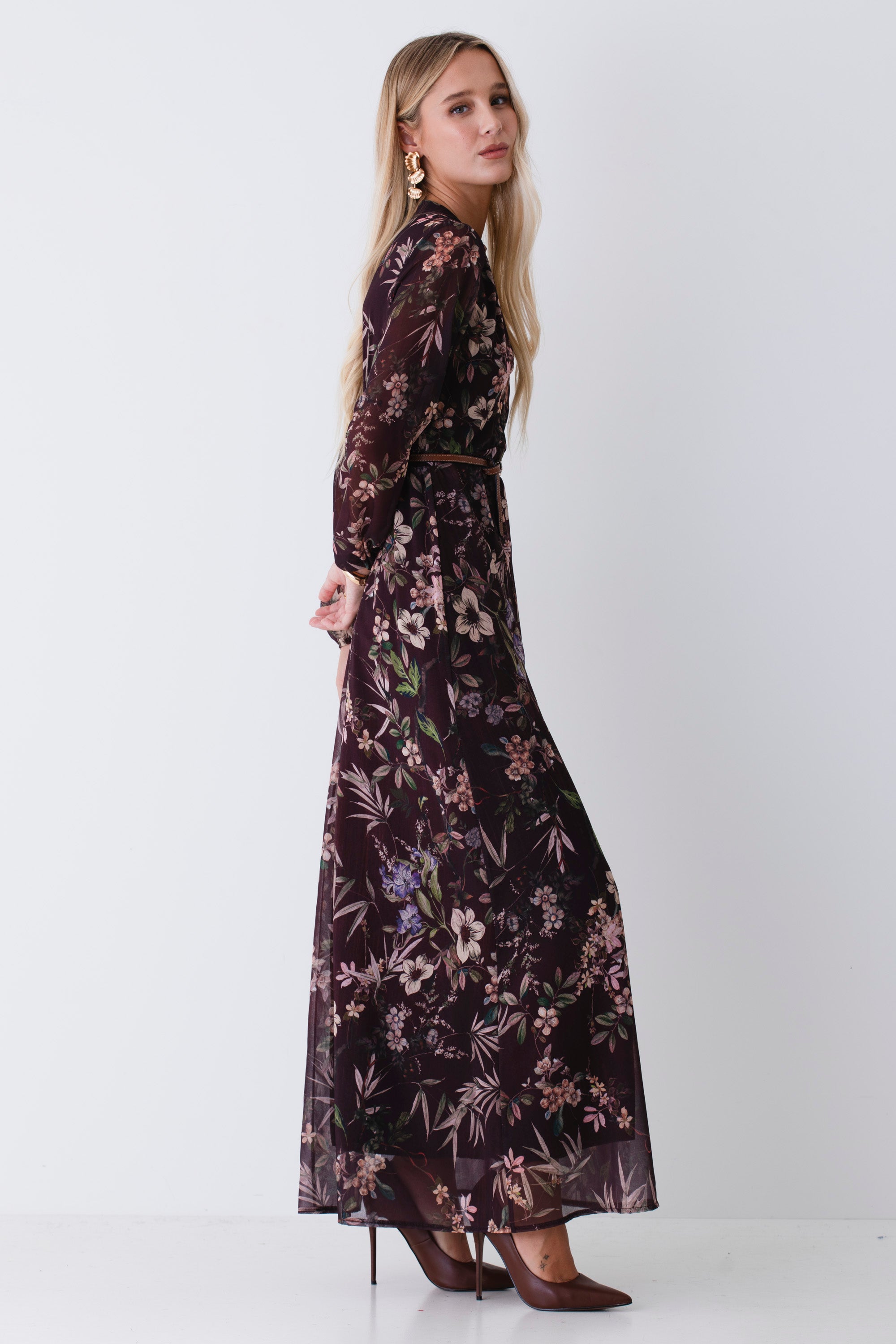 Abito lungo in georgette fantasia floreale - FW26