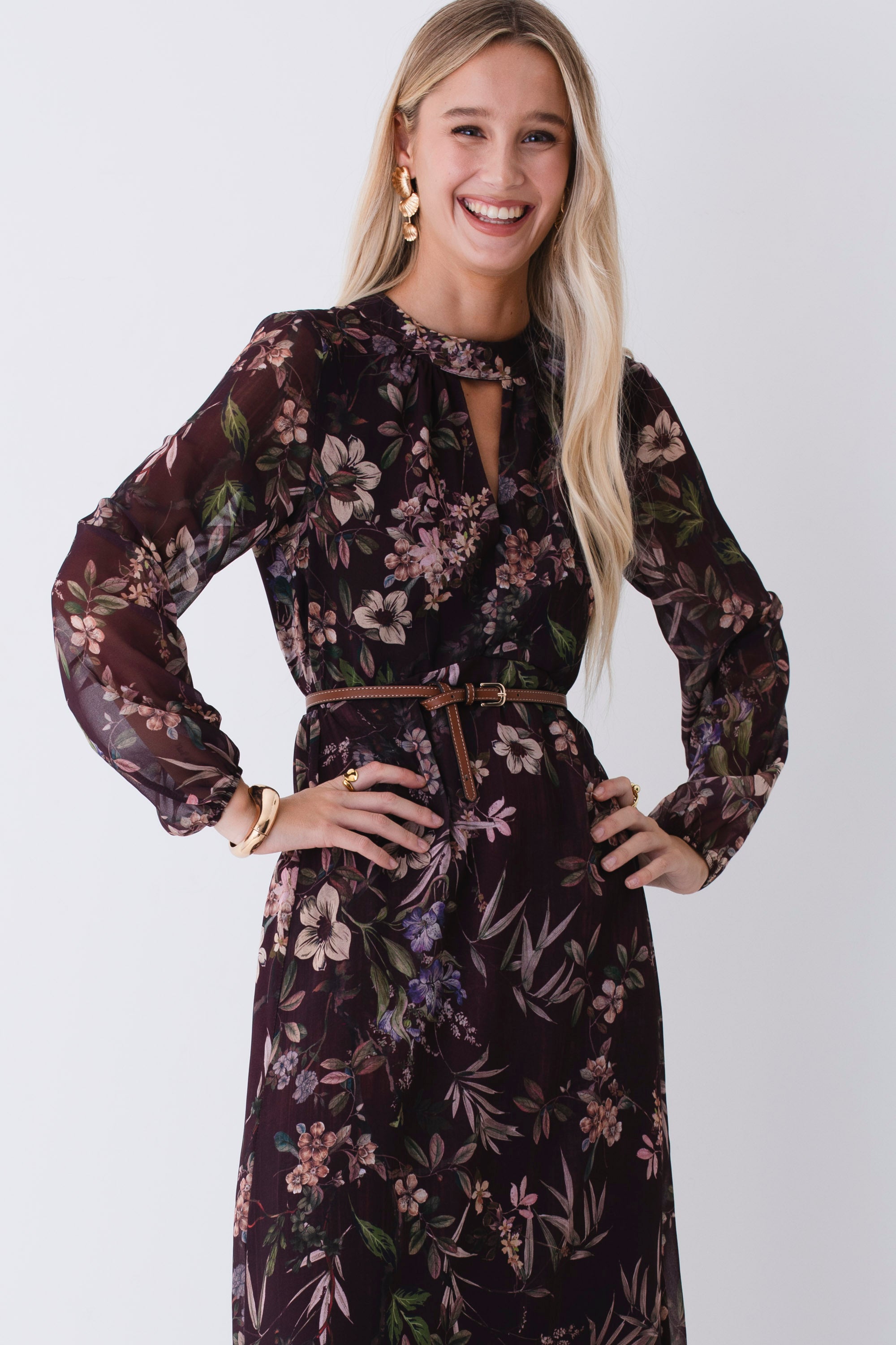 Abito lungo in georgette fantasia floreale - FW26