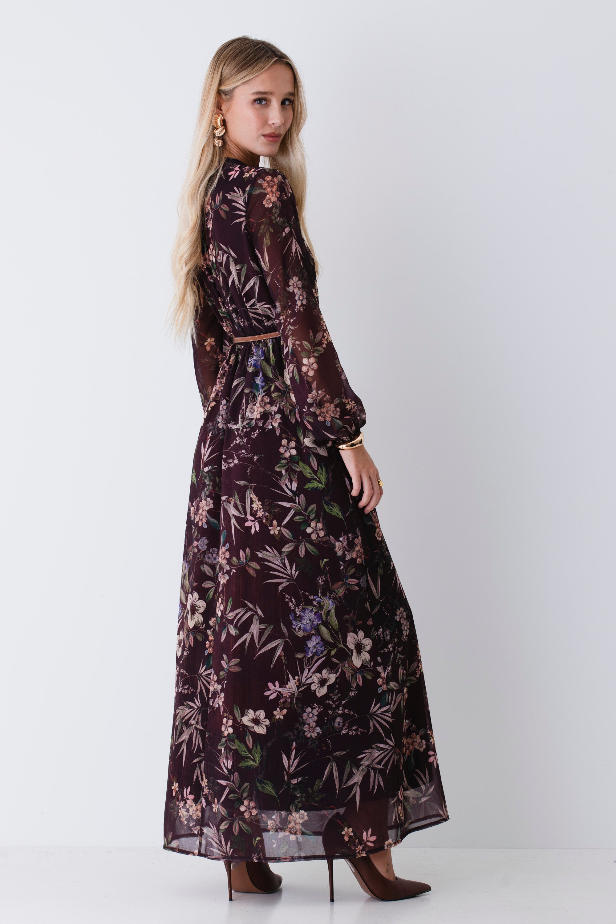 Abito lungo in georgette fantasia floreale - FW26