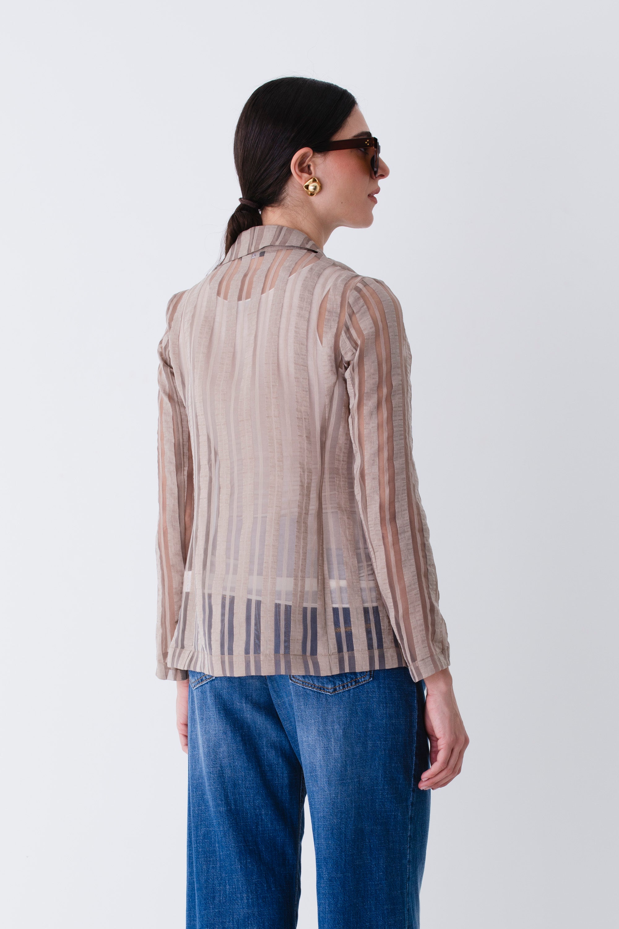 Giacca ad un petto in organza bacchettata - PE25