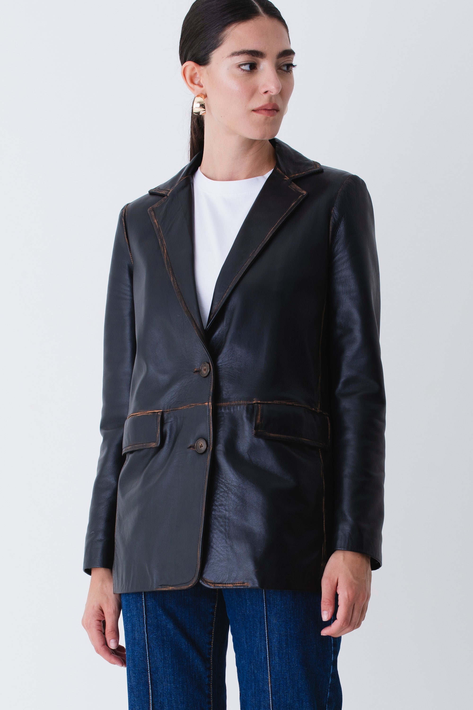Blazer lungo in vera pelle - FW26