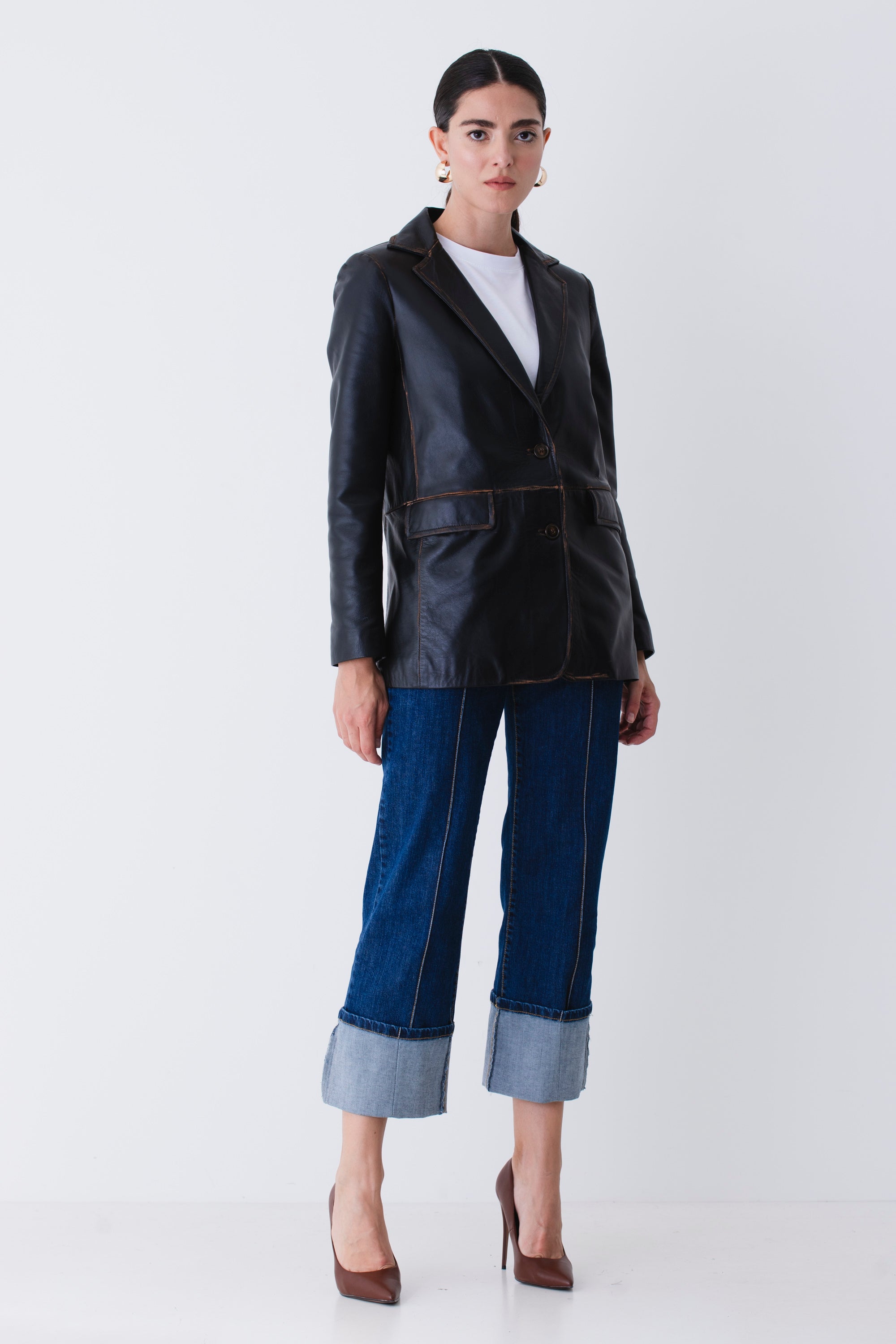 Blazer lungo in vera pelle - FW26