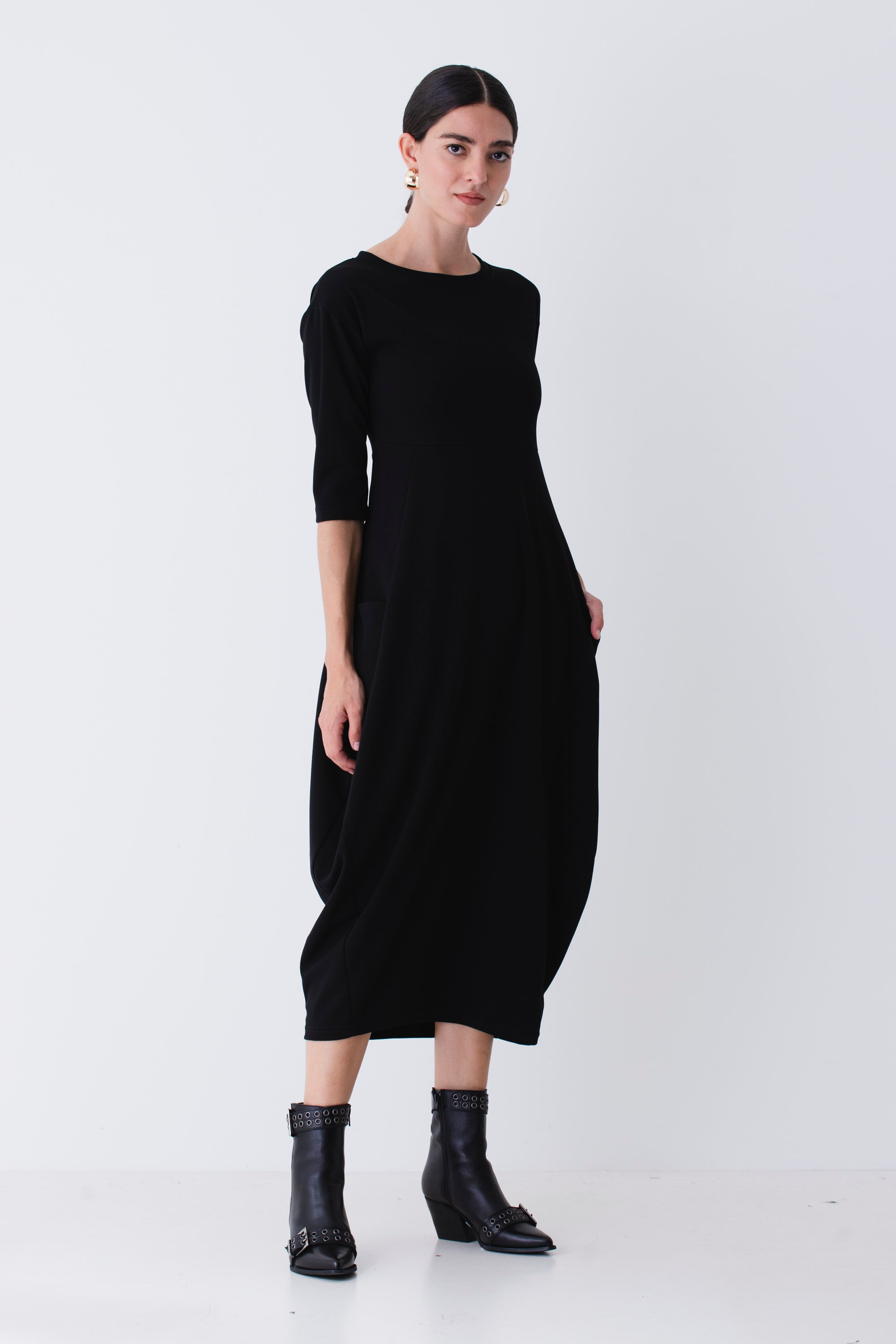 Abito lungo a uovo in scuba crepe - FW26