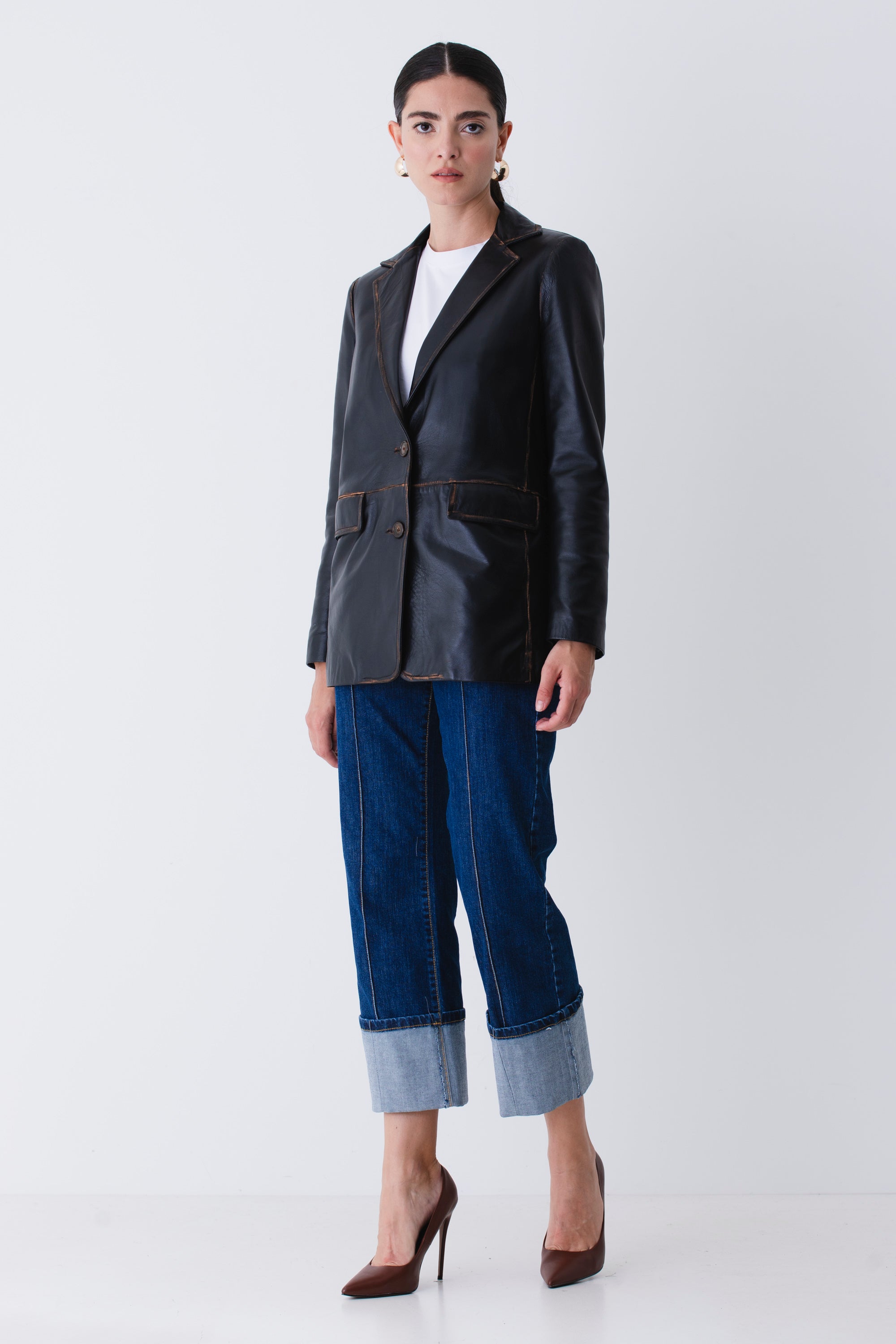 Blazer lungo in vera pelle - FW26