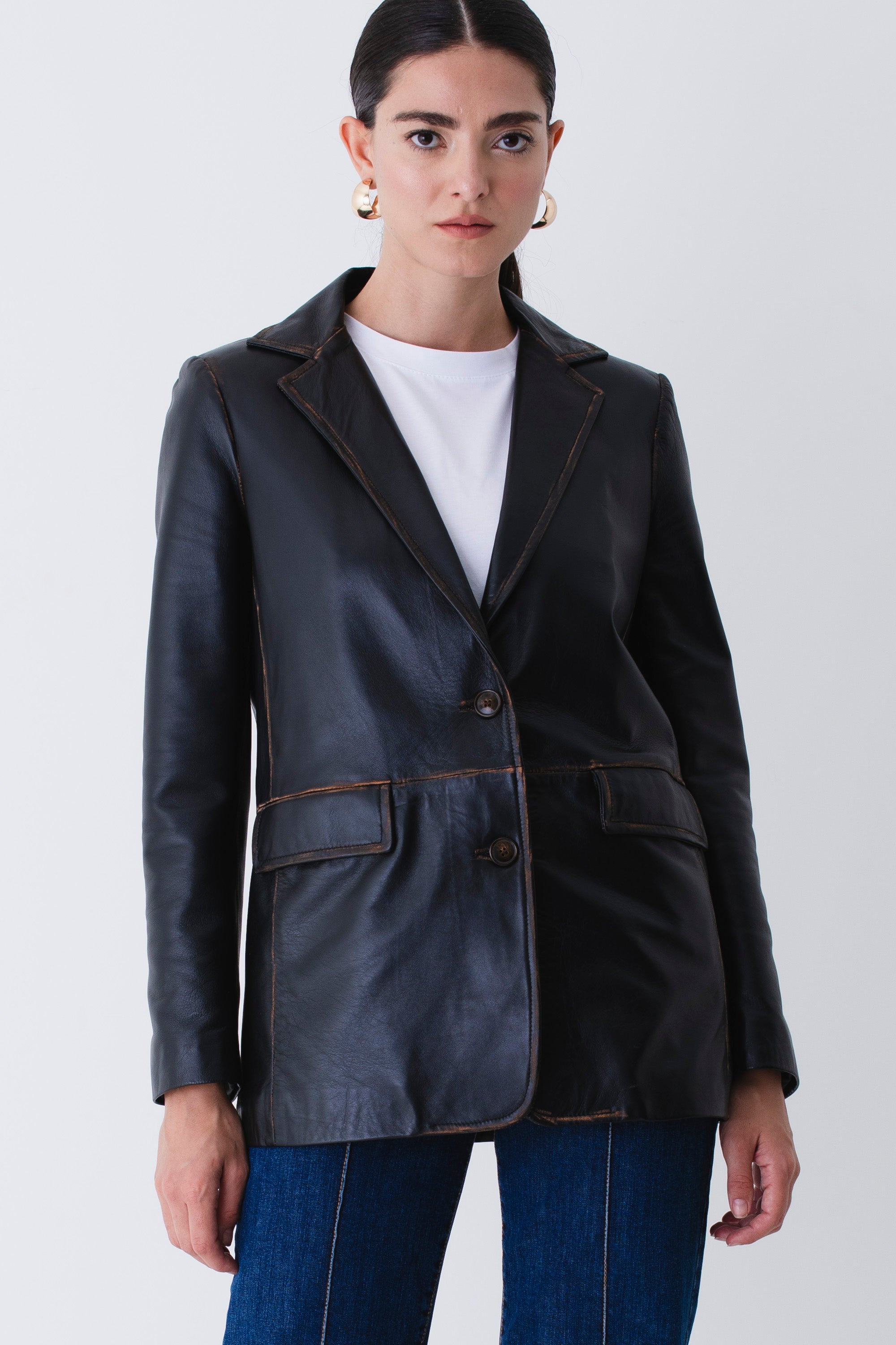 Blazer lungo in vera pelle - FW26