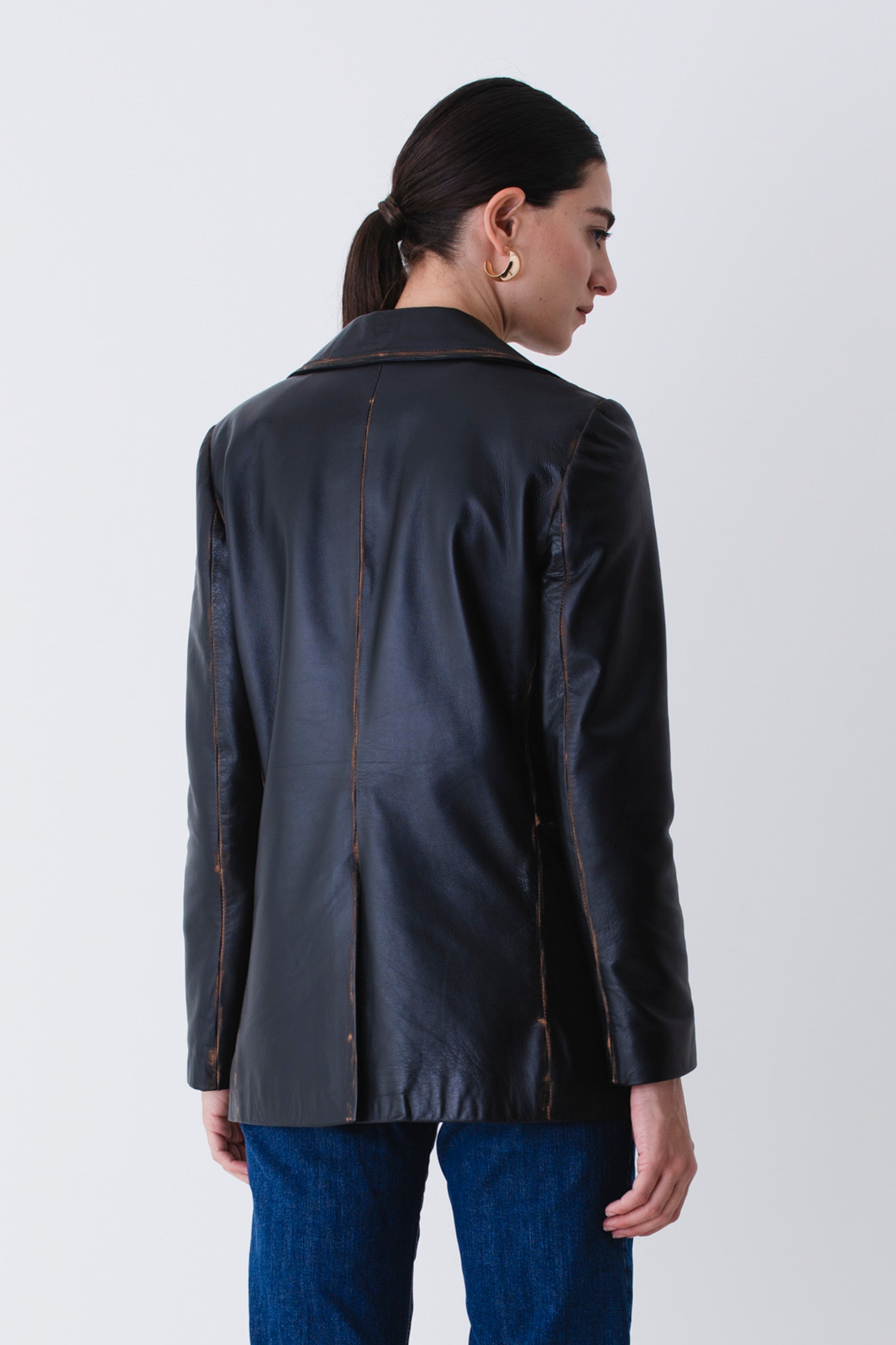 Blazer lungo in vera pelle - FW26