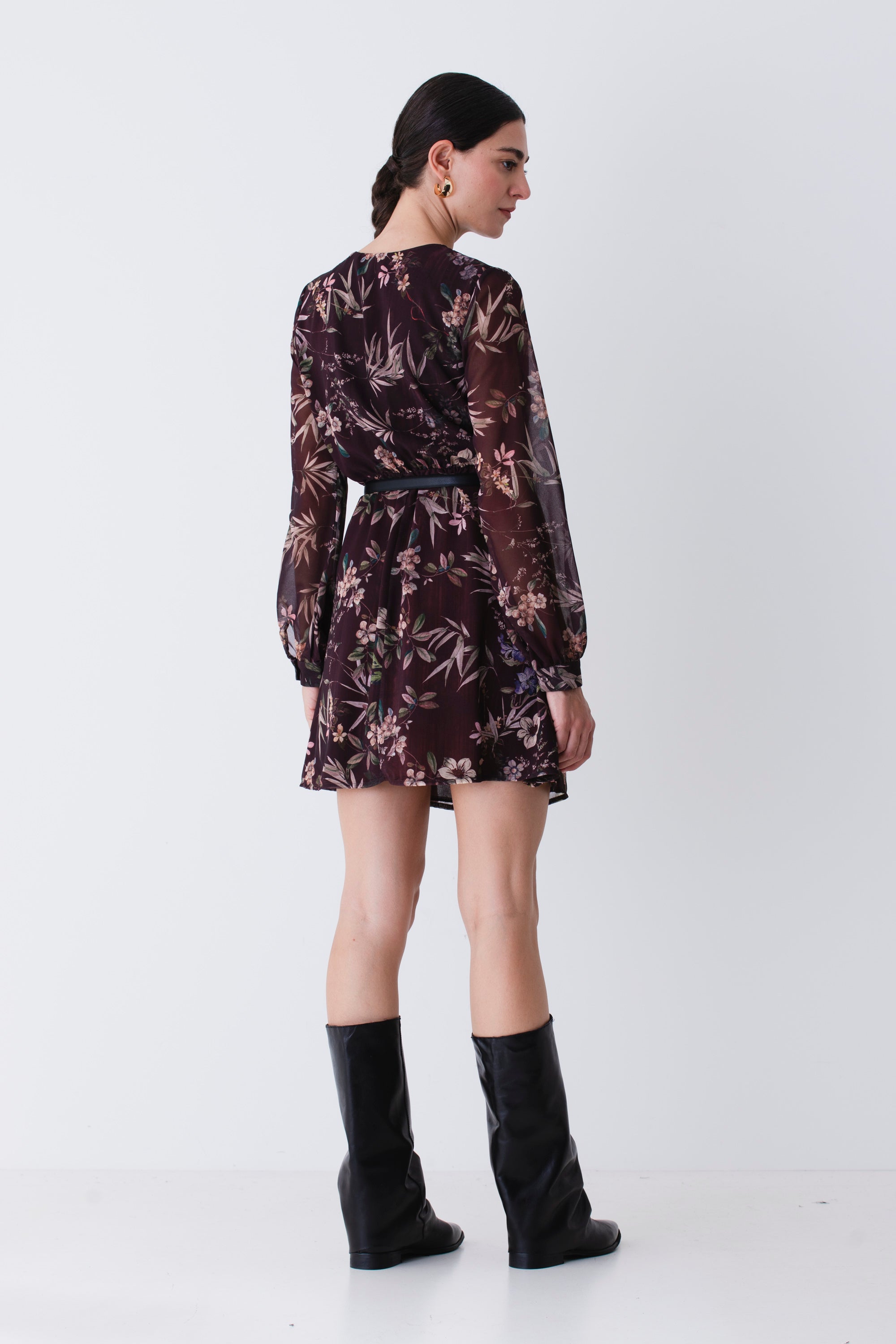 Abito corto in georgette fantasia floreale - FW26