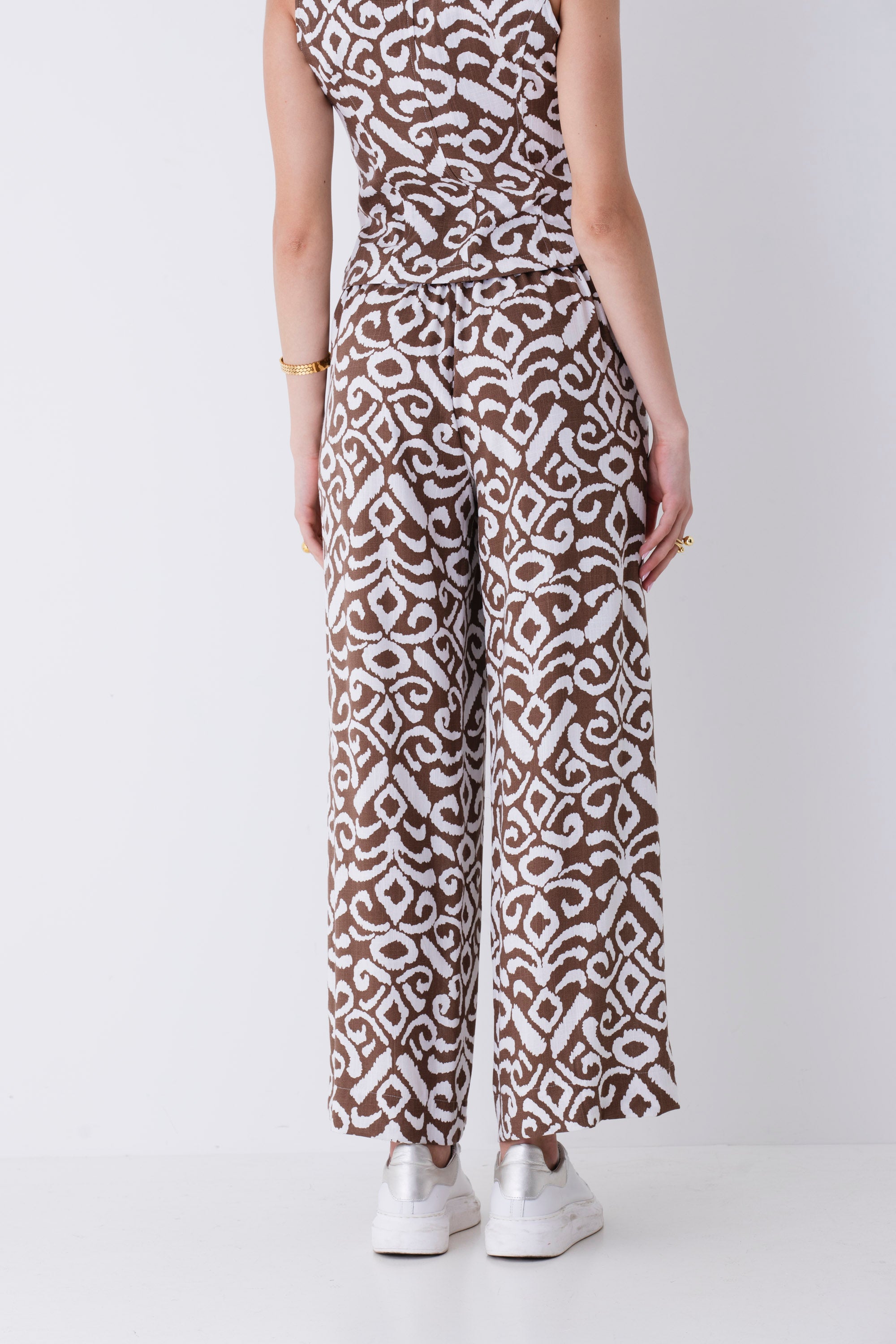 Pantalone palazzo in viscosa fantasia etnica - PE25