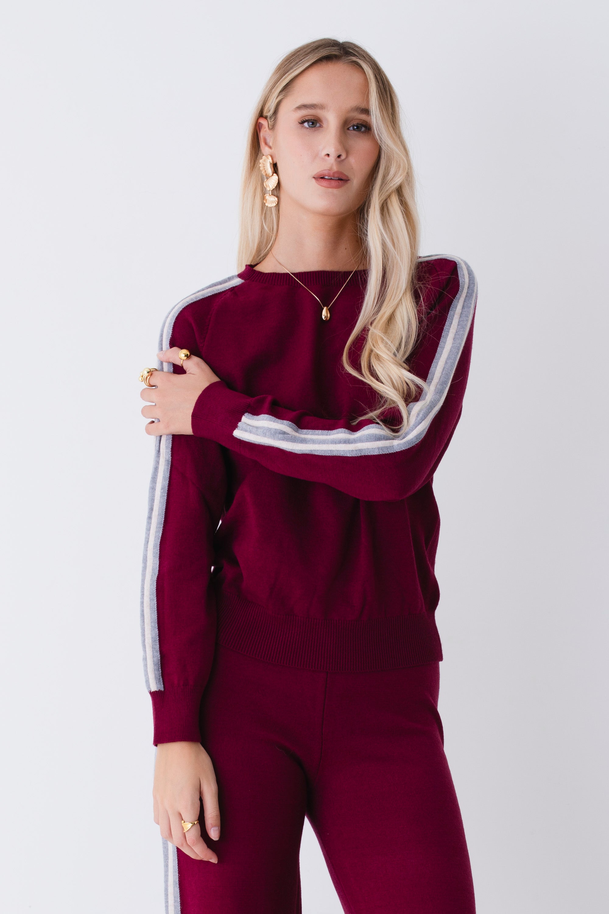 Pullover in maglia con bande a contrasto - FW26
