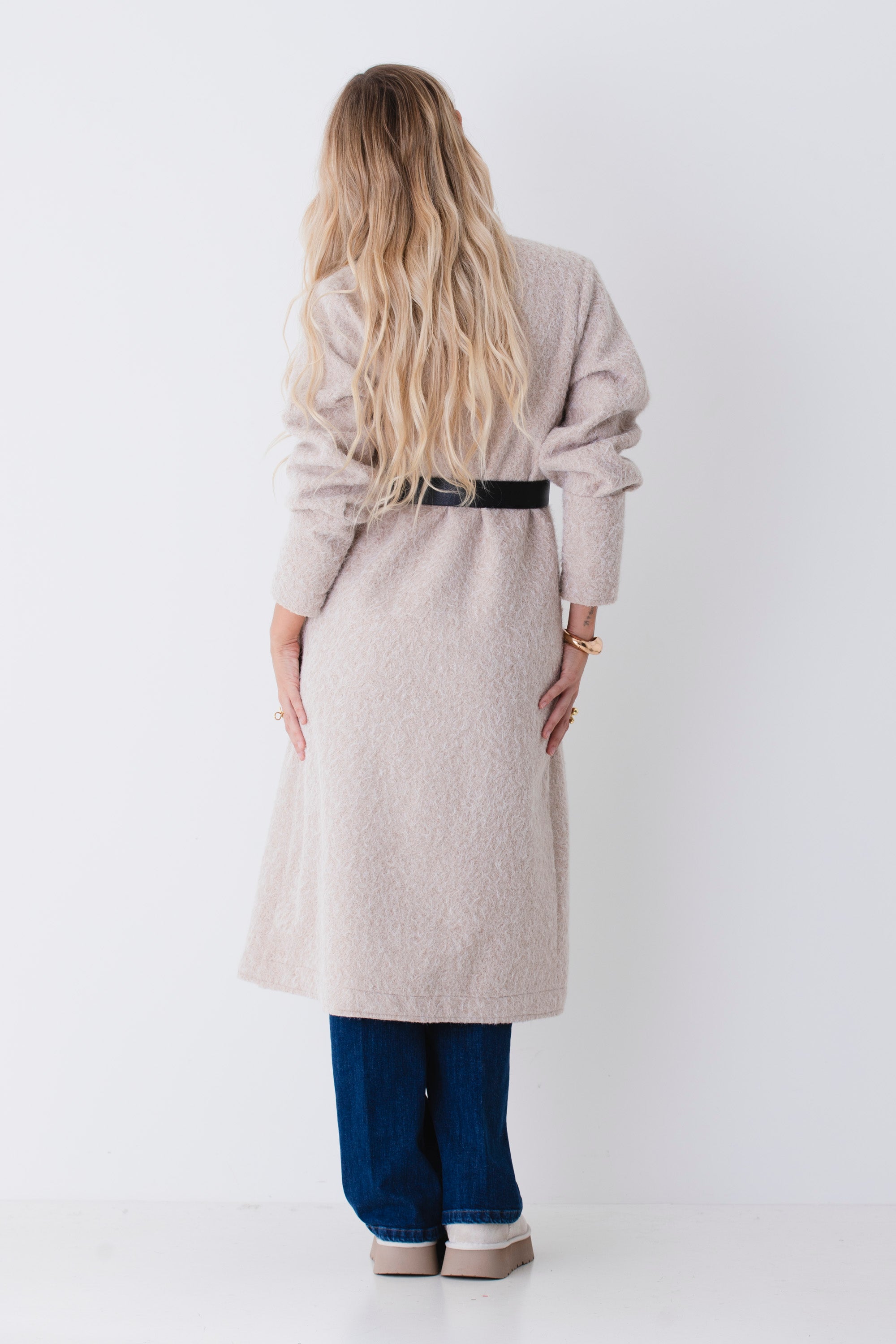 Cappotto lungo in tessuto effetto lana cotta - FW26