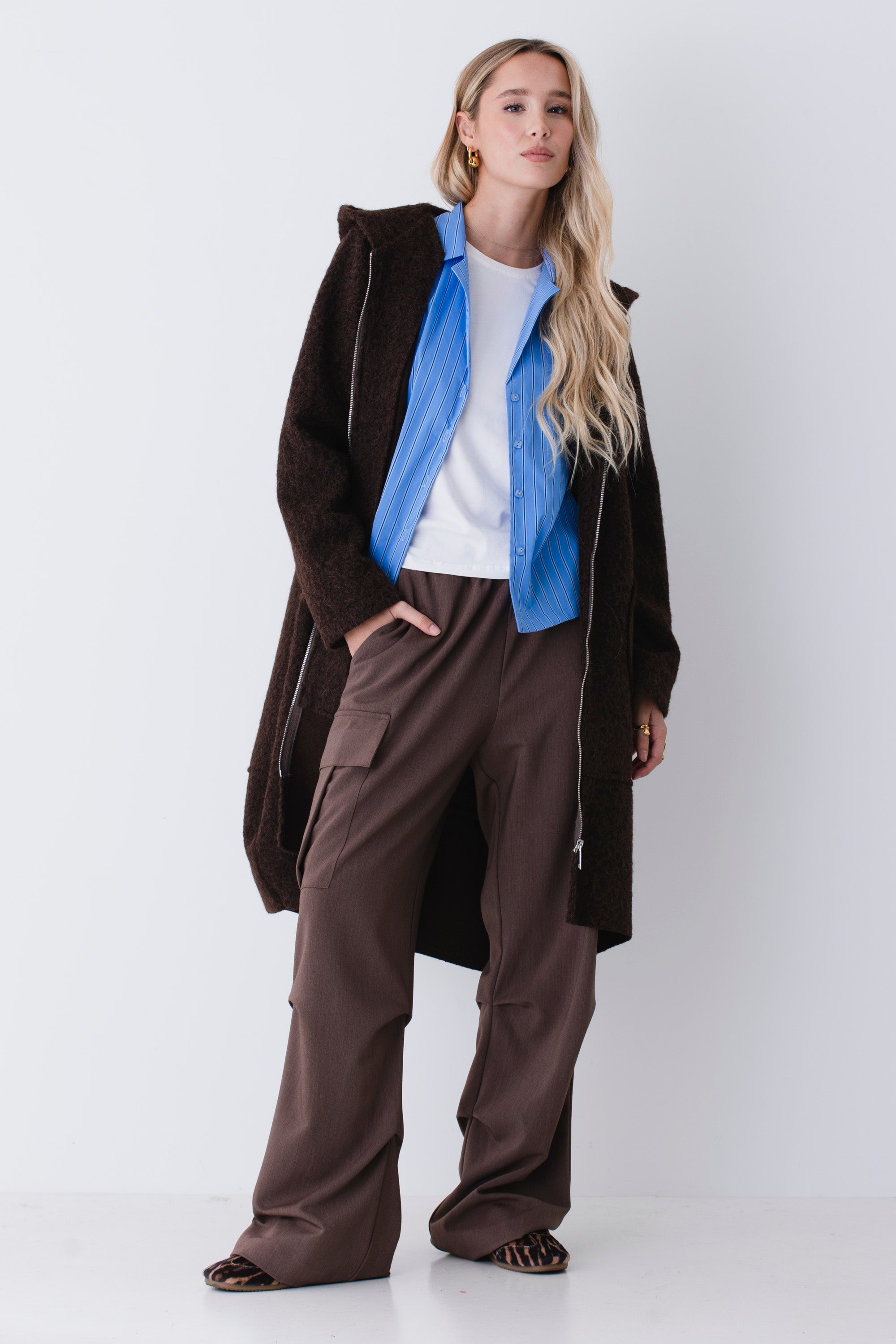 Cappotto a uovo in tessuto effetto lana cotta - FW26
