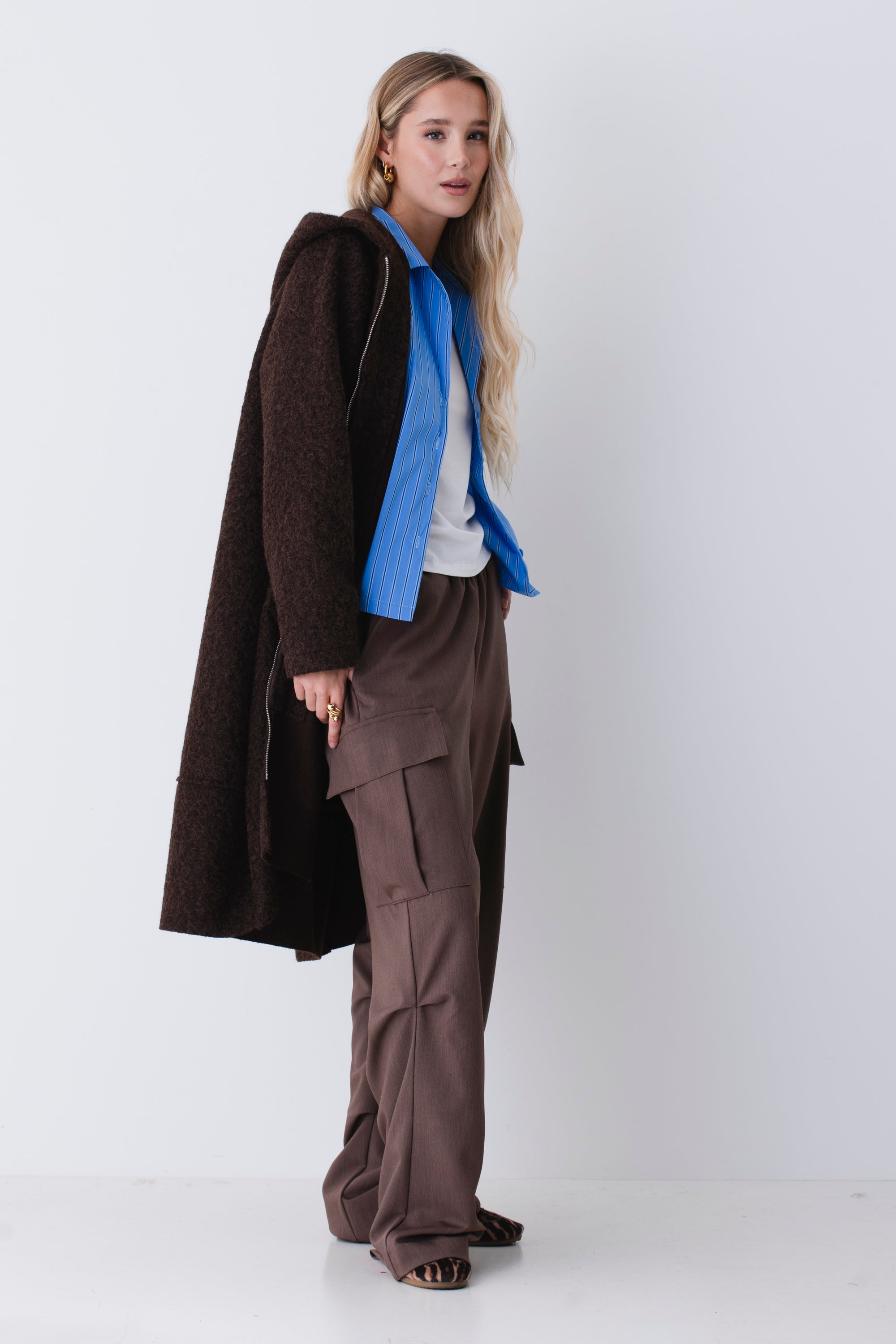 Cappotto a uovo in tessuto effetto lana cotta - FW26