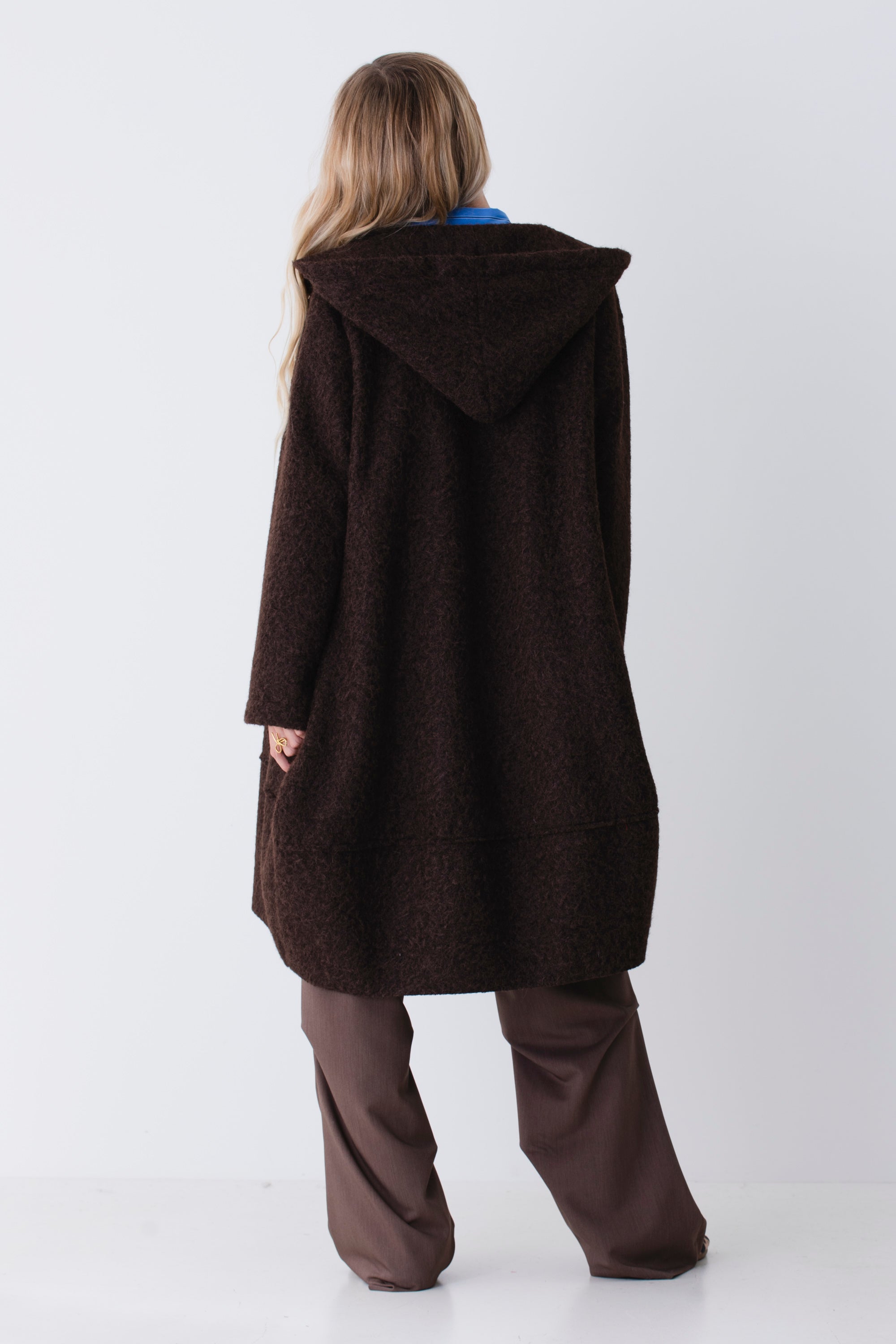 Cappotto a uovo in tessuto effetto lana cotta - FW26
